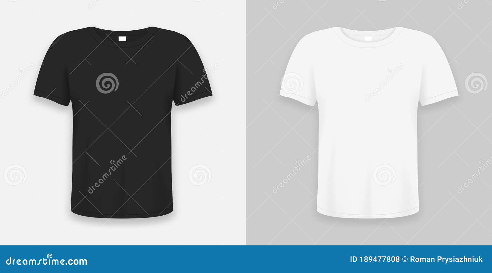 t-shirt realistic mockup in white and black color. 3d template of tee shirts set with short sleeve. basic editable mockup. 