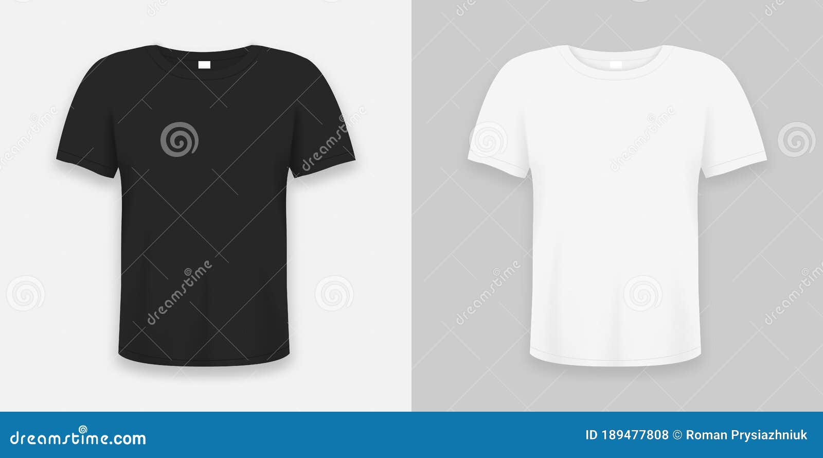 Download T-shirt Realistic Mockup In White And Black Color. 3d Template Of Tee Shirts Set With Short ...