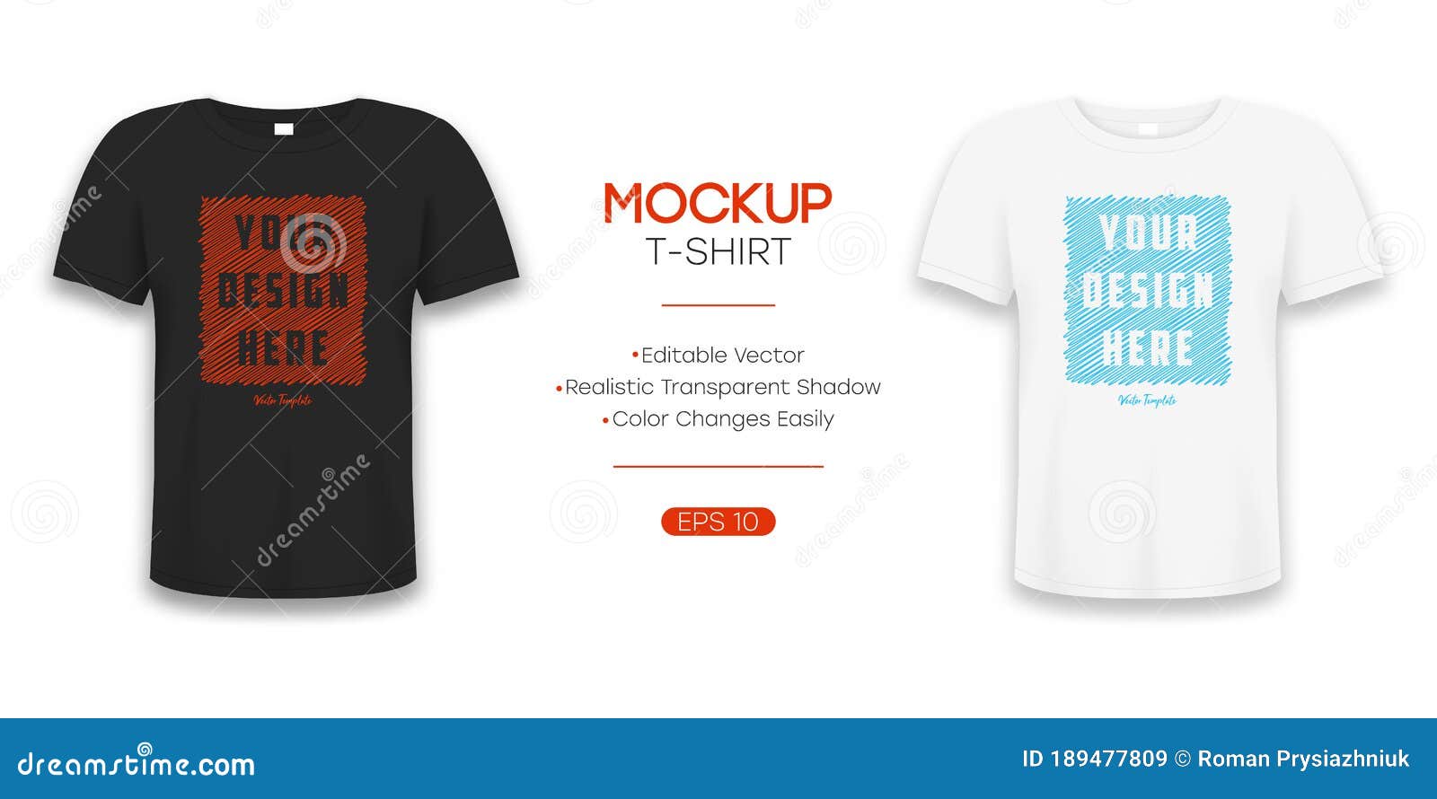 Download T-shirt Realistic Mockup In White And Black Color. 3d ...