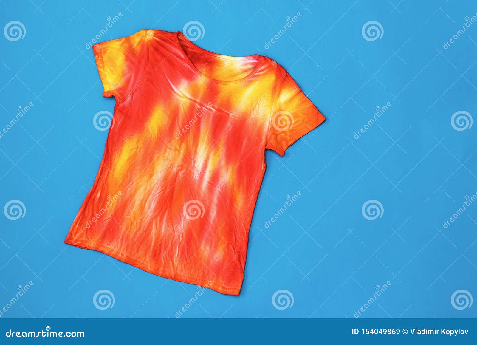 red blue yellow tie dye shirt