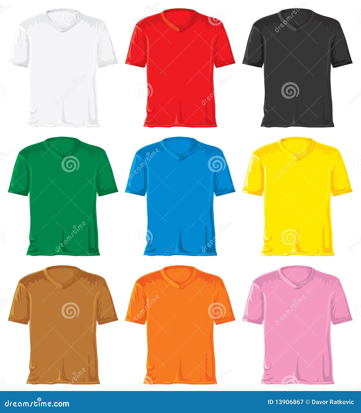 T- Shirt Set with Triangle Collar Stock Illustration