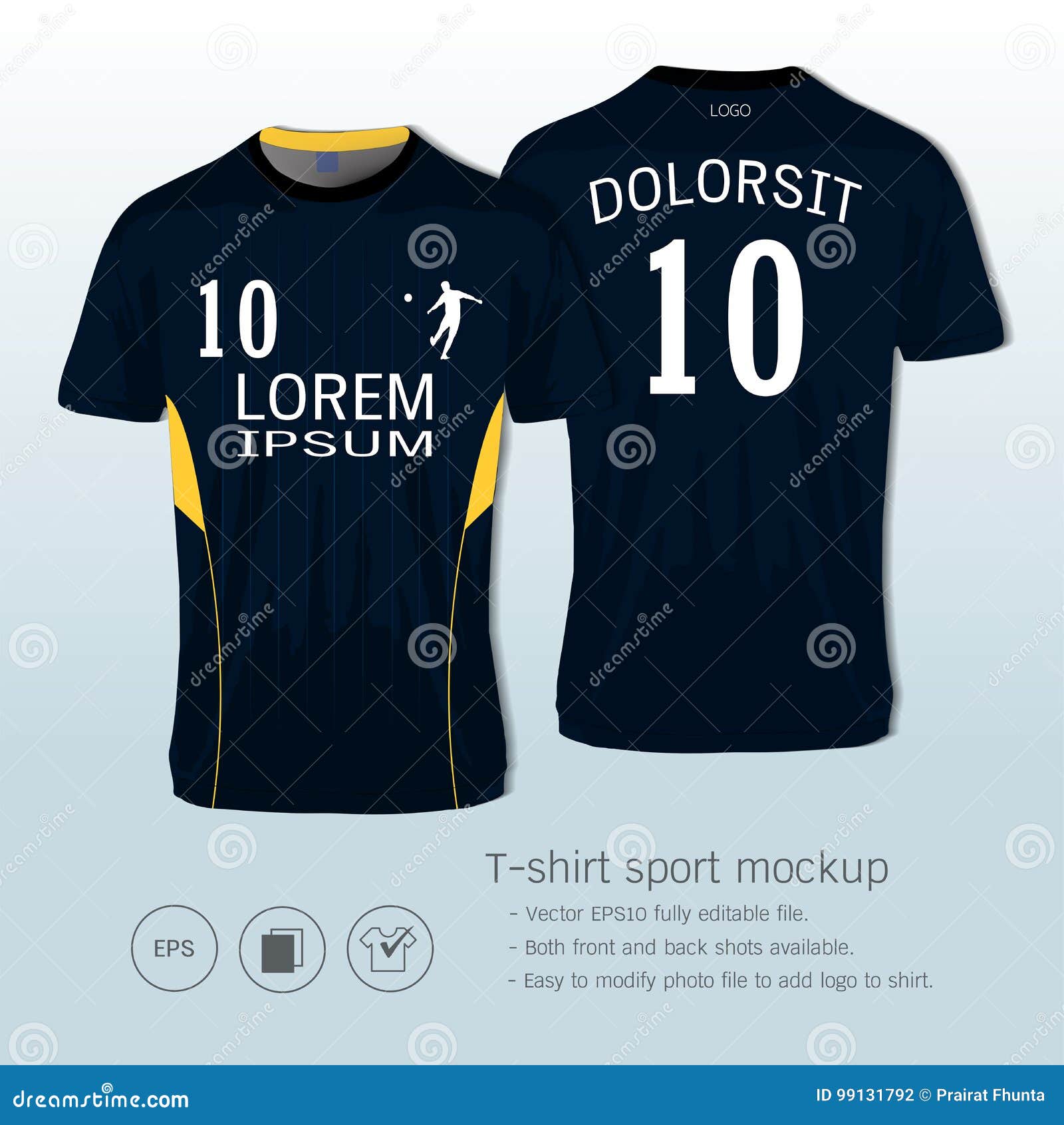 T-shirt Sport Design for Club, Front Back View Soccer Jersey Uniform Stock - Illustration of shirt, body: 99131792