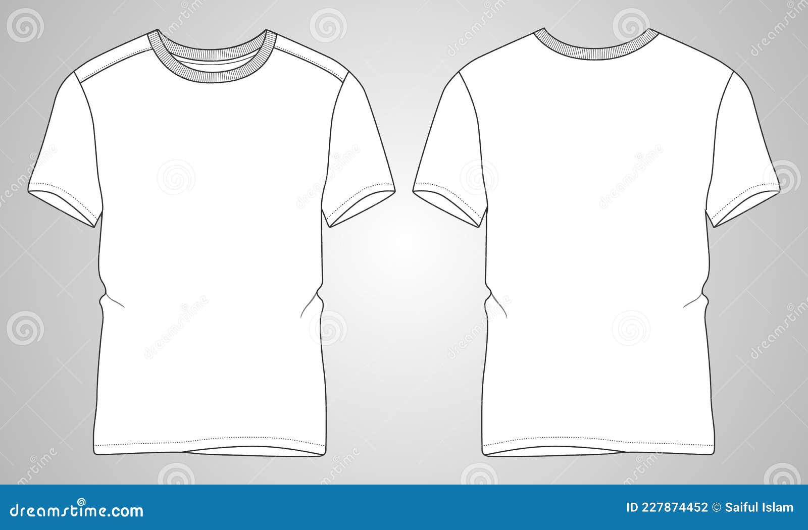 T-shirt Technical Sketch Fashion Flat Vector Template . Stock Vector ...