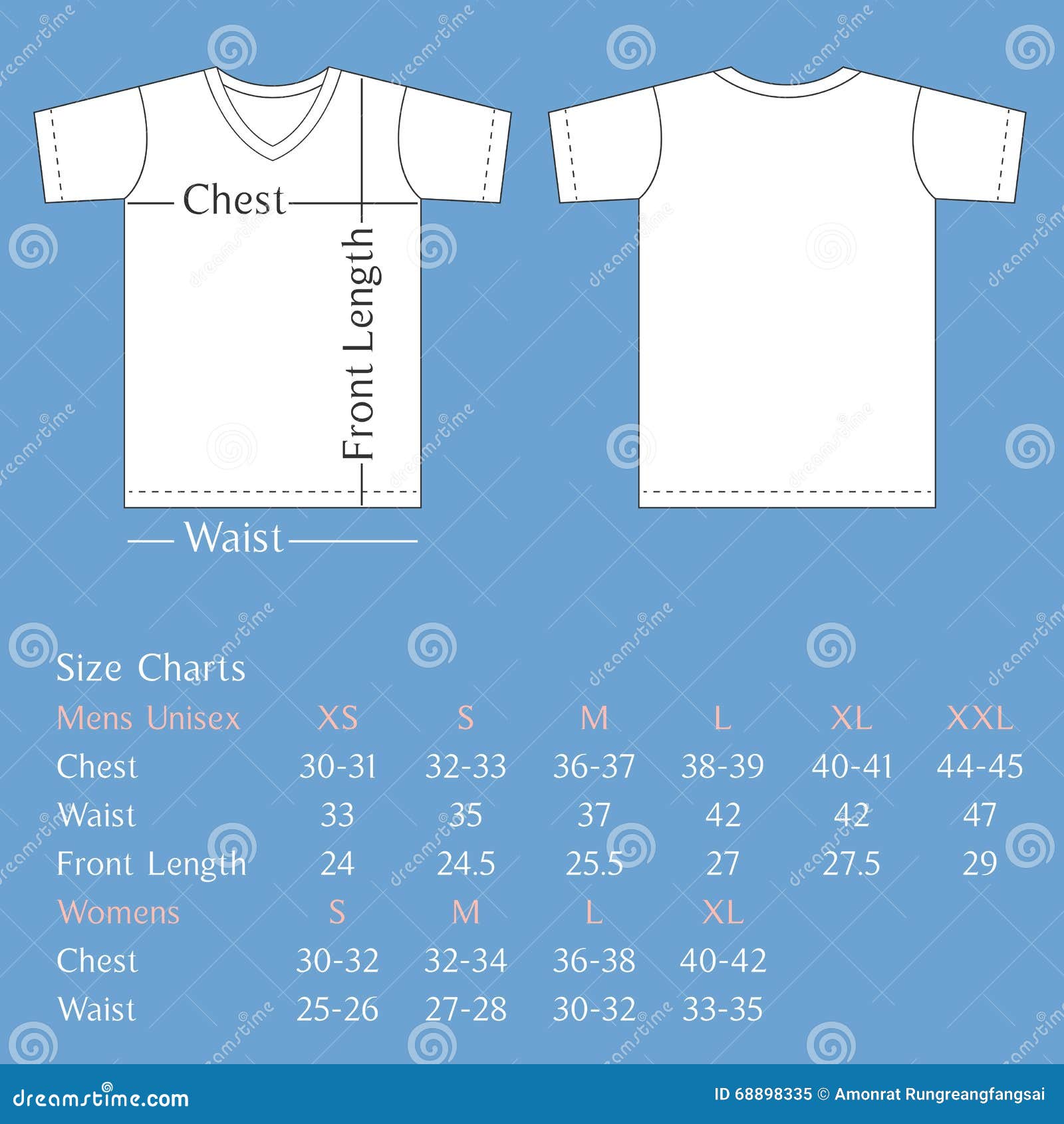 Download T Shirt Template Back And Front With Size Chart For Man ...