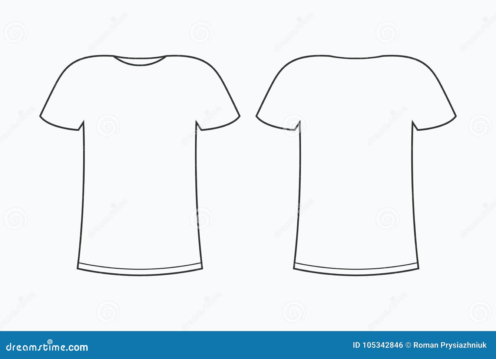 T-shirt Template. Blank Line Tee-shirt. Front and Back. Vector Throughout Blank T Shirt Outline Template