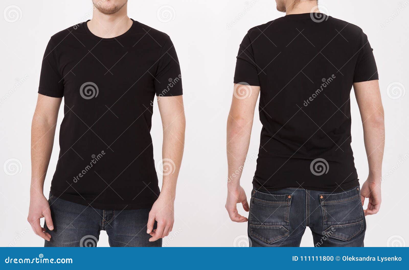 Mockup Black Tshirt On Strong Man On Gray Background Front View