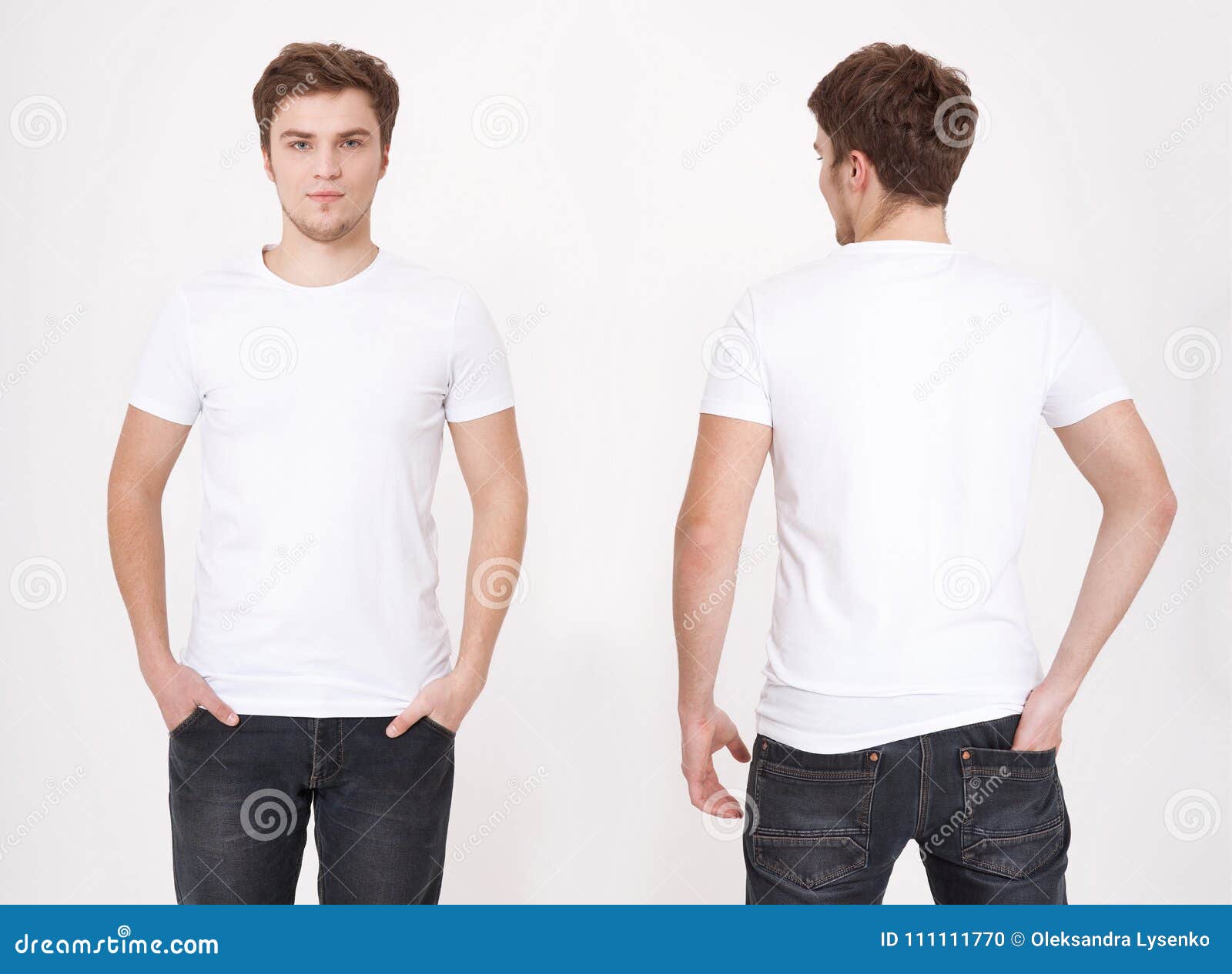 T-shirt Template. Front and Back View. Mock Up Isolated on White ...