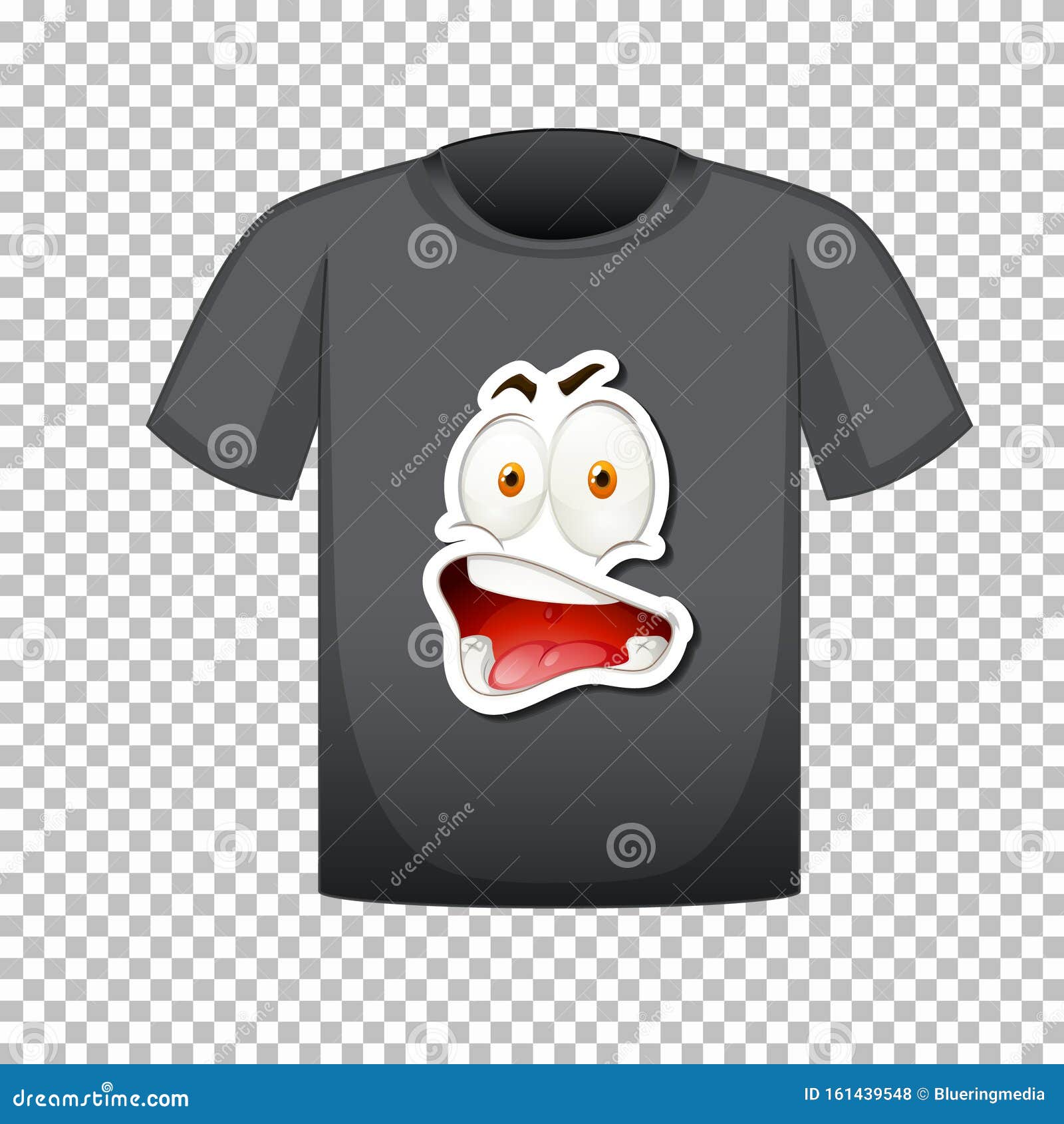 T-shirt Template with Happy Face Graphic in Front Stock Vector ...