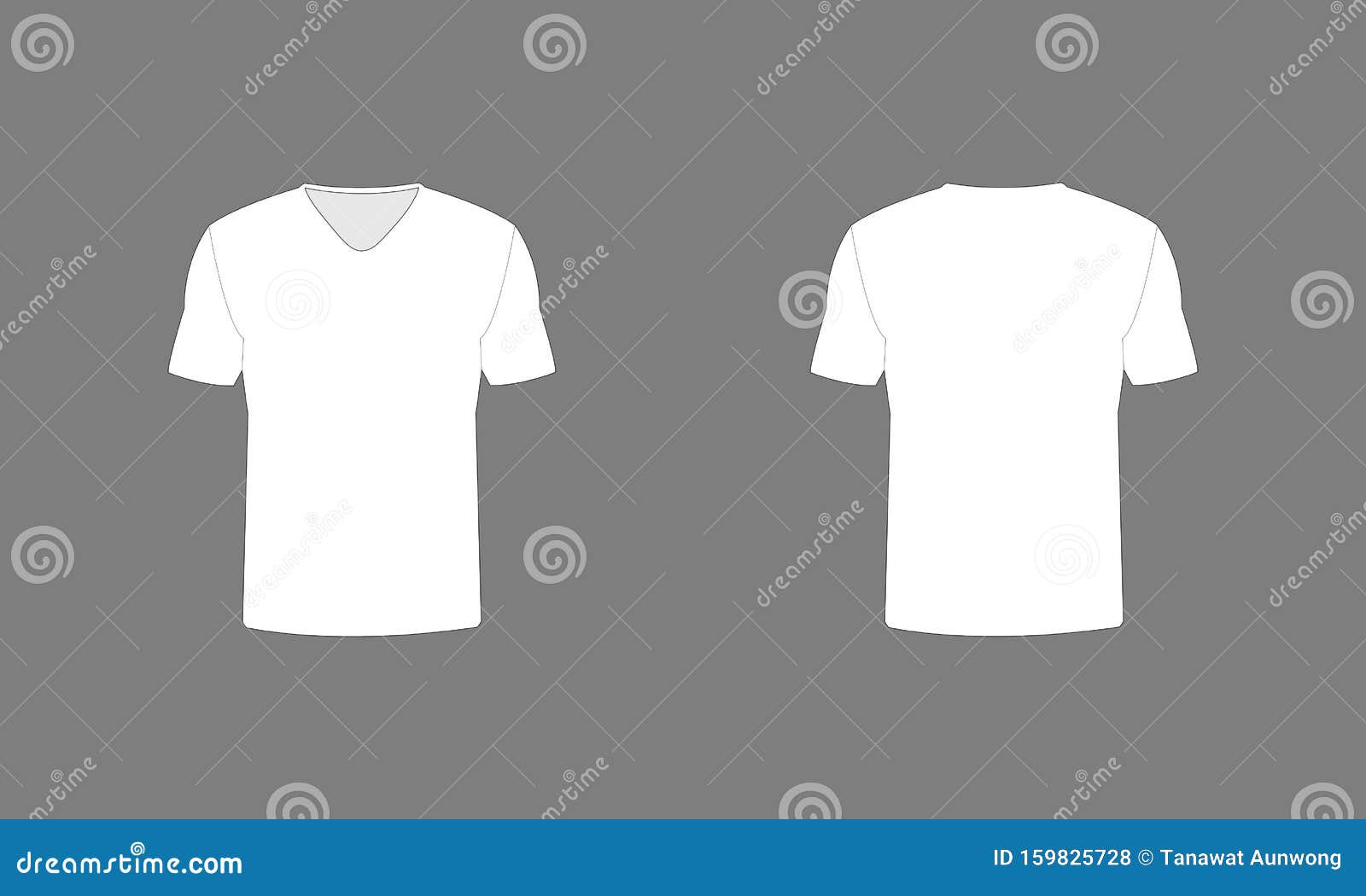 Download T-shirt Template. V Neck. White Color. Stock Vector ...