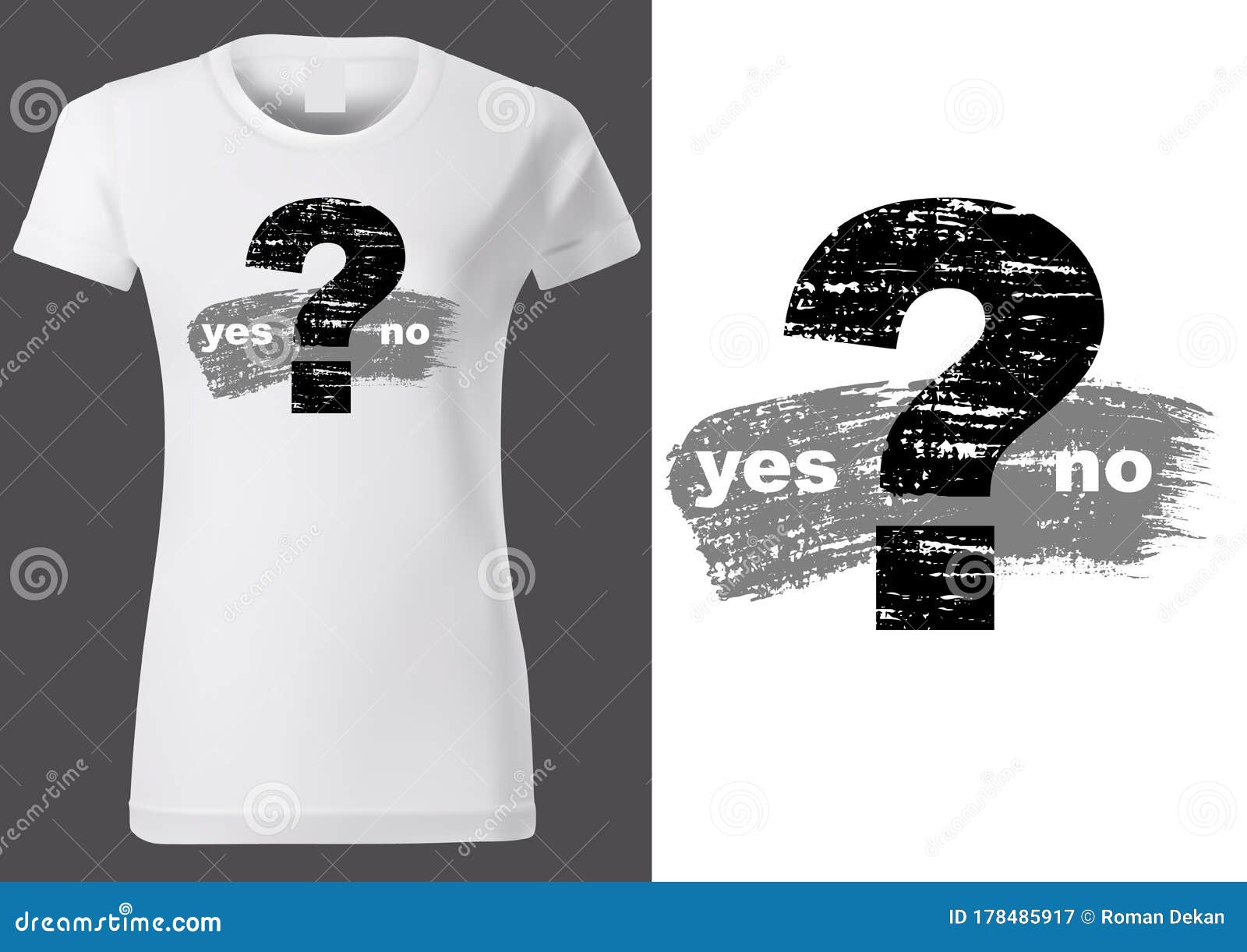 Women White Tshirt with Question Mark Motif Stock Vector