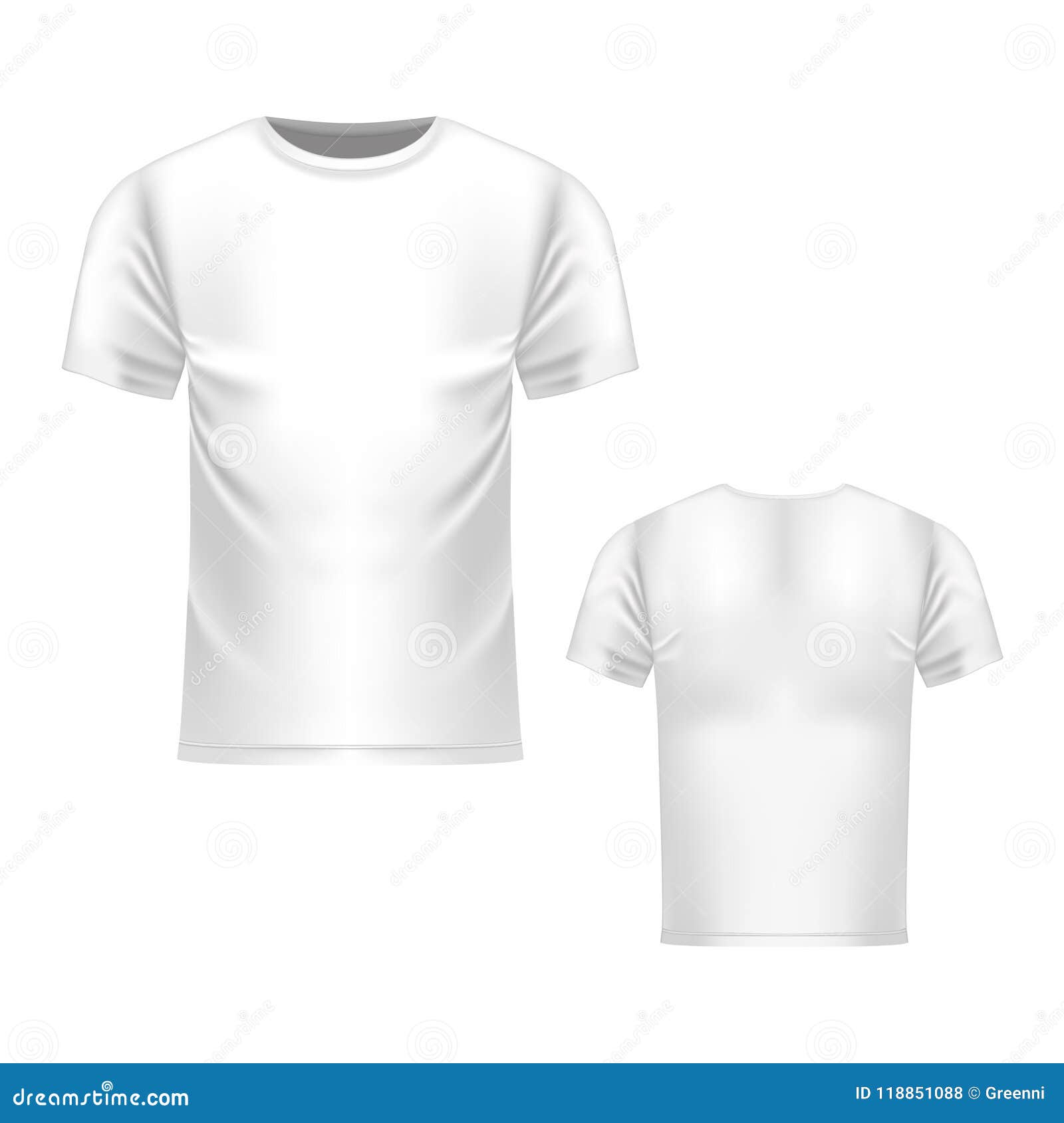 Download T-shirt White Template, Front And Back View. Vector Realistic Mock Up Stock Vector ...