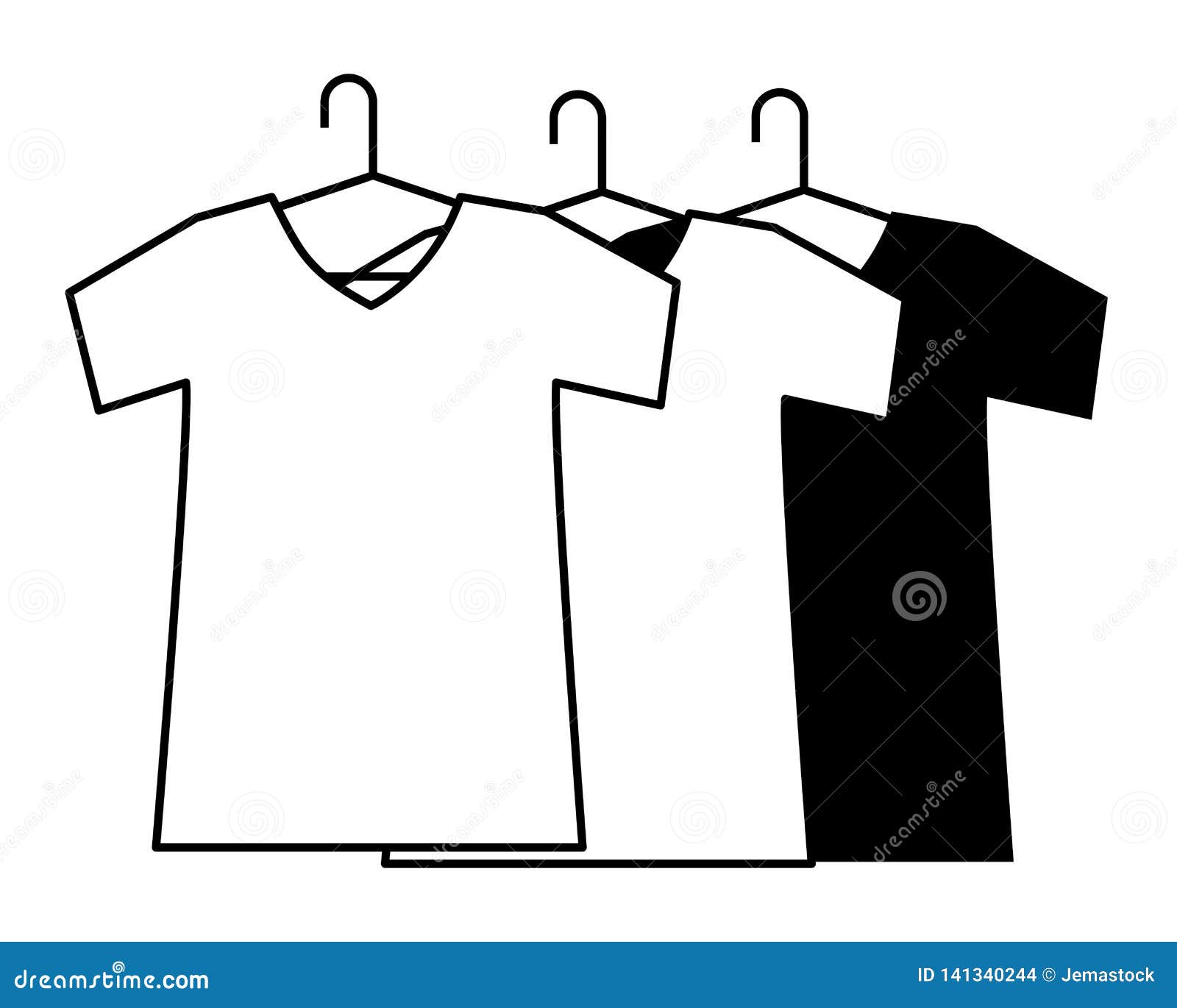 T Shirts on Hangers Clothes Cartoon in Black and White Stock Vector -  Illustration of mockup, cloth: 141340244