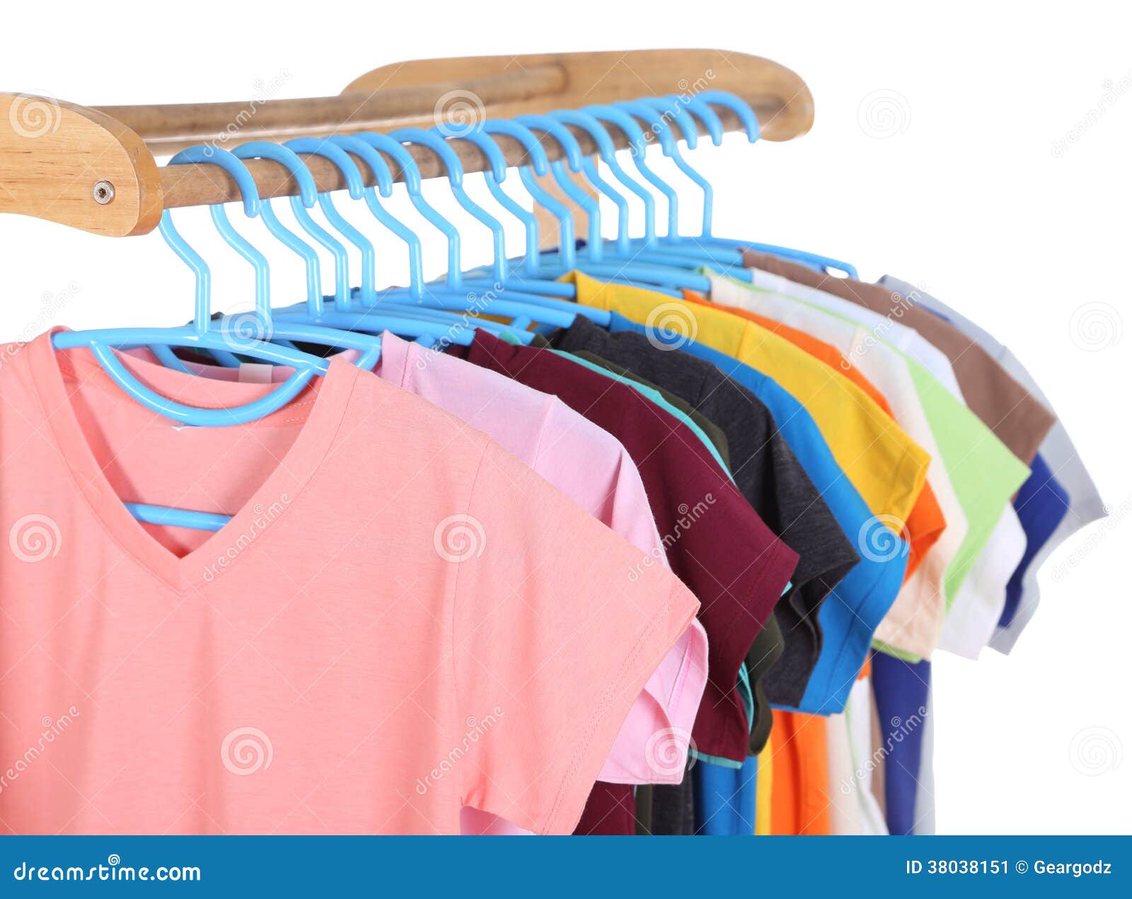 Tshirts Hanging on Hangers Stock Image Image of industry, colorful