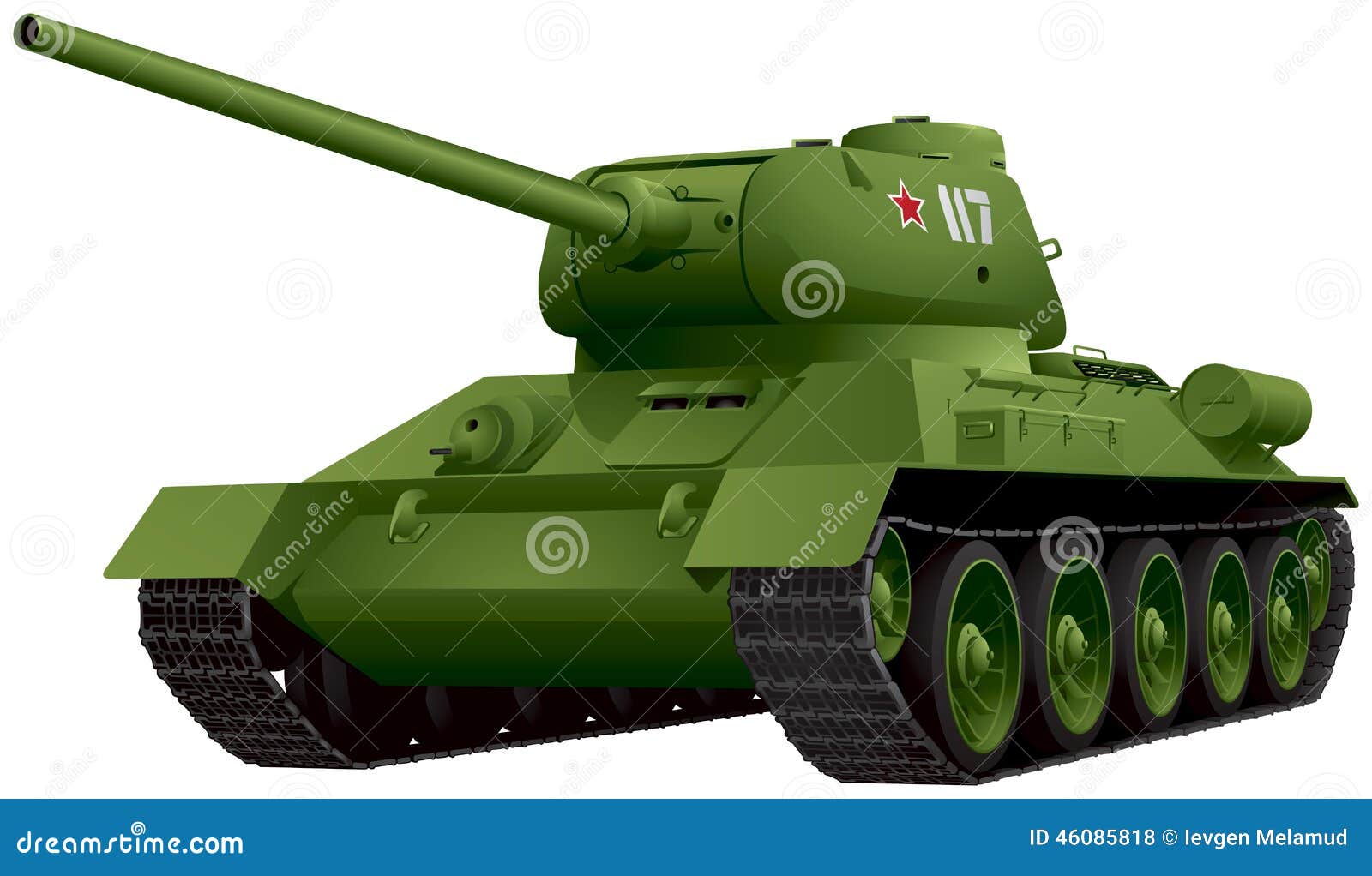 T-34 Tank in Perspective Vector Illustration Stock Vector