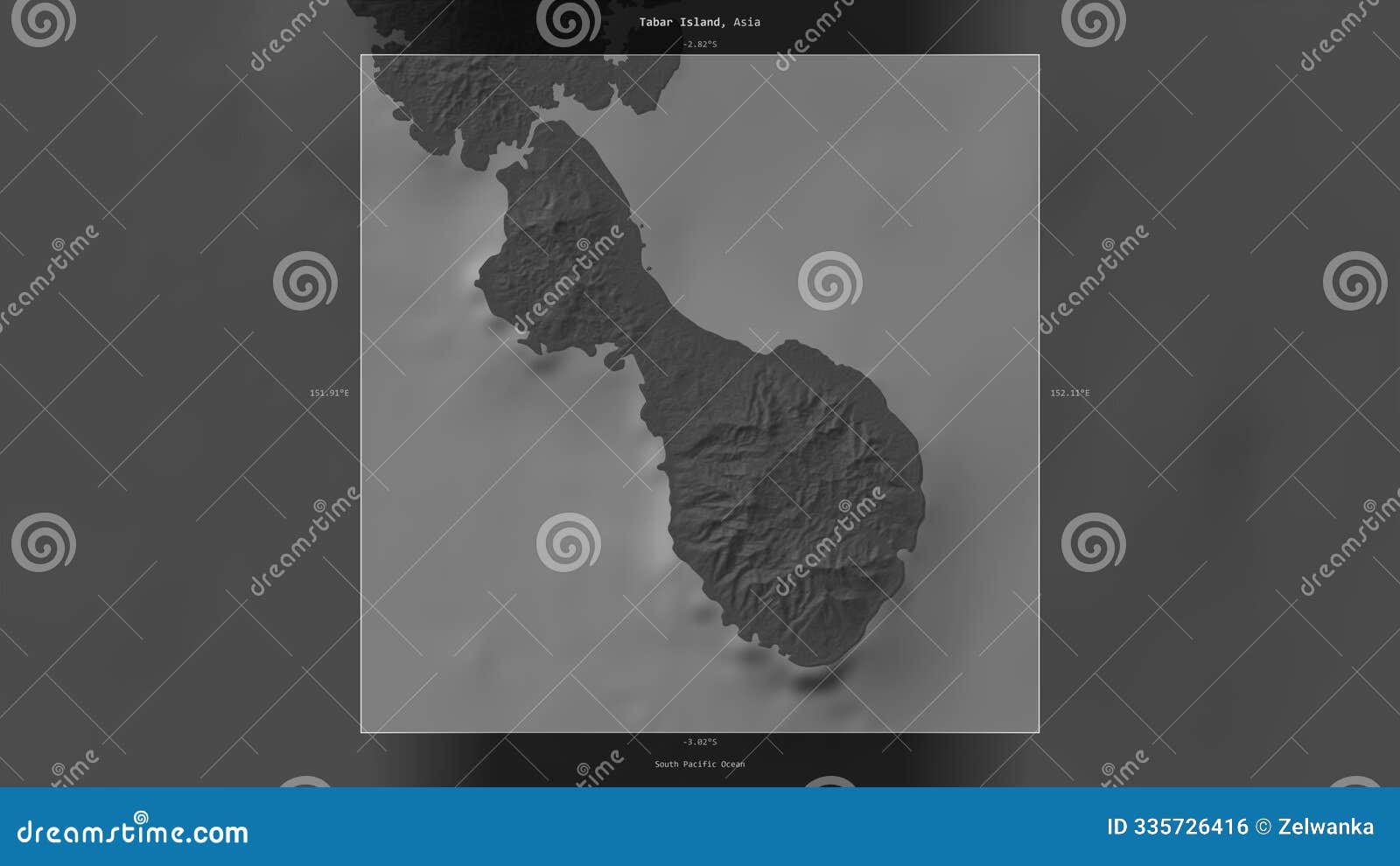 tabar island, papua new guinea, highlighted and labelled. bilevel