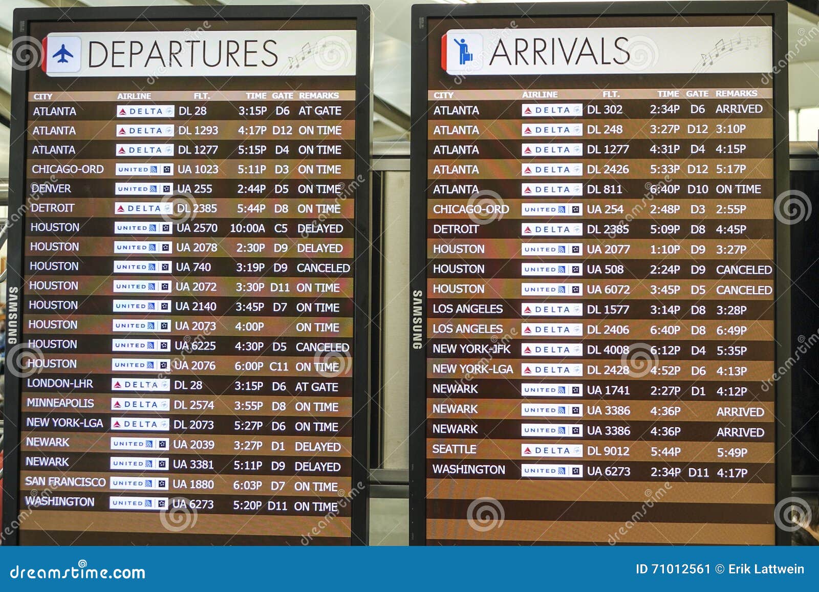 Tabela De Arrivalss E De Partidas No Aeroporto De Louis Armstrong