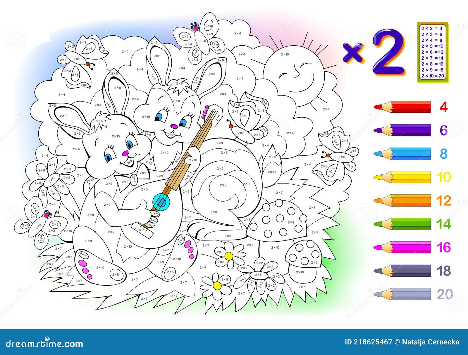 Tabela De Multiplicação Por 2 Para Crianças. Educação Matemática. Livro De  Coloração. Resolver Exemplos E Pintar Os Coelhos. Jogo Ilustração do Vetor  - Ilustração de tabela, aritmética: 218625467