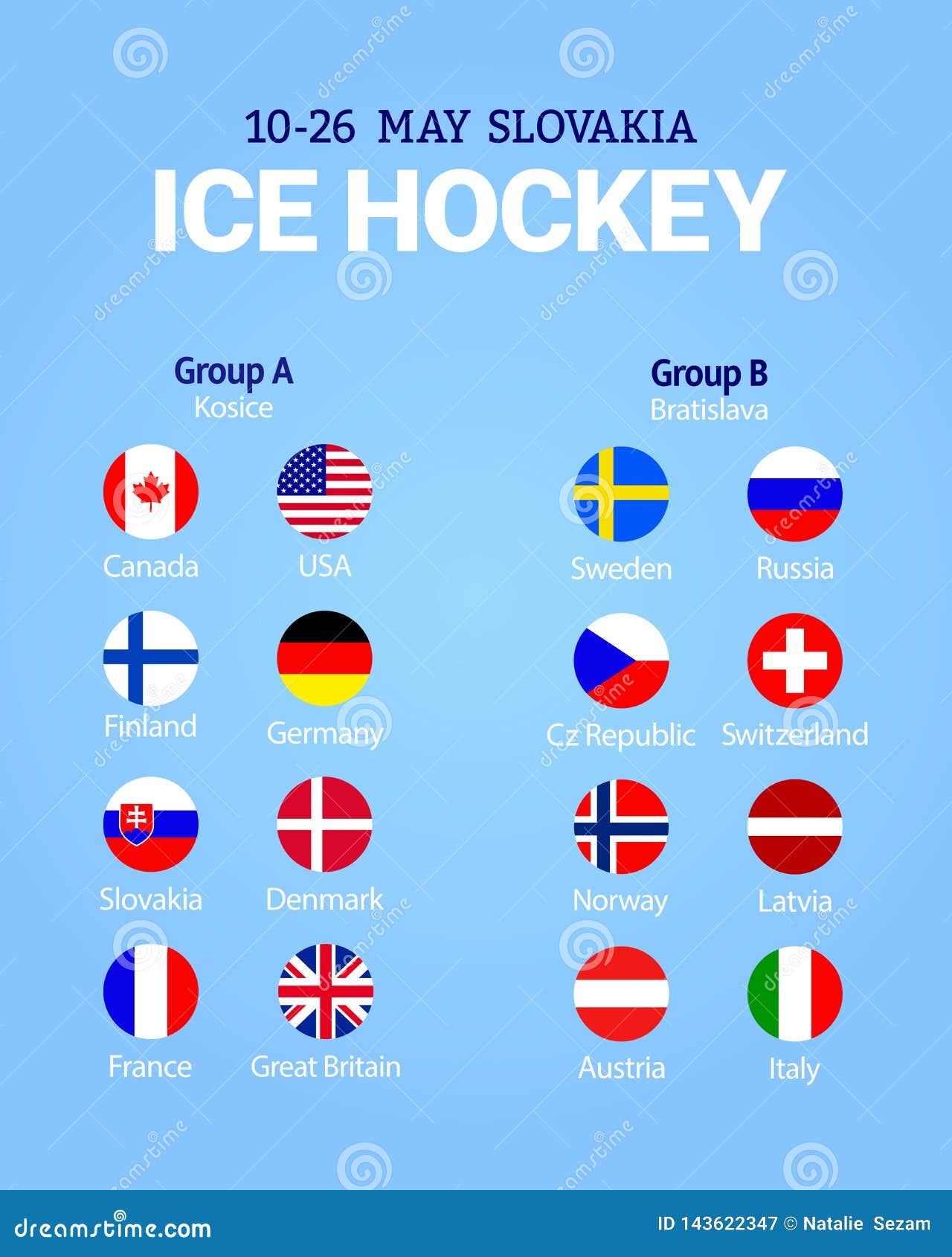 Men`s Ice Hockey Table. Vector Illustration. Participating Countries Flag  Icon. Championship 2019 Poster Ilustração do Vetor - Ilustração de  campeonato, bandeira: 143622347