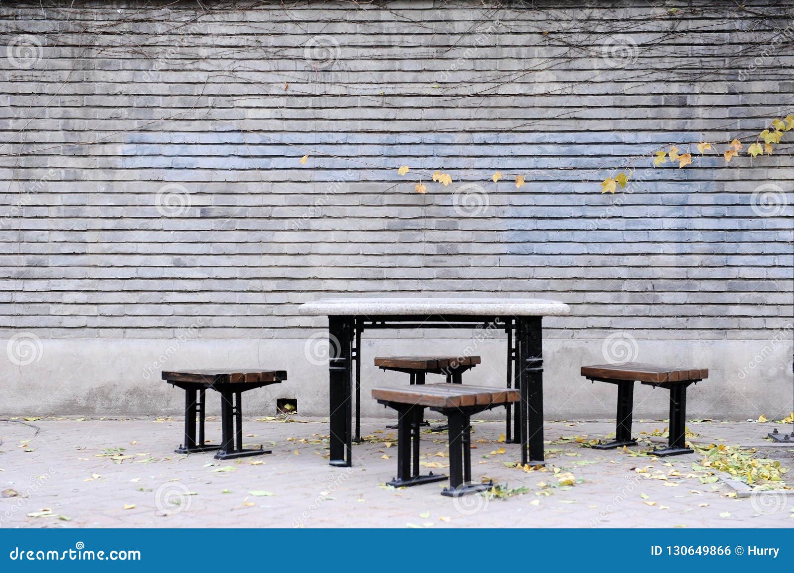 Table Chairs And Wall With Fall Ivy Stock Photo Image Of Chairs