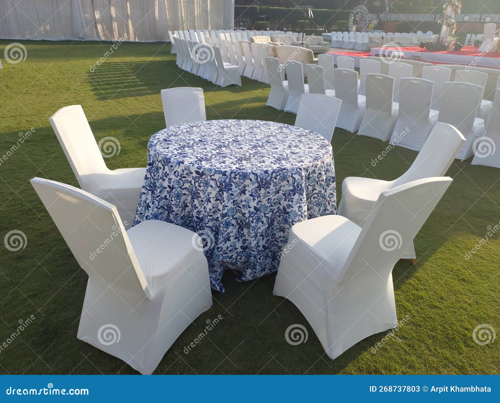 Table and Chair Arrangement in Open Space for Wedding Event Image
