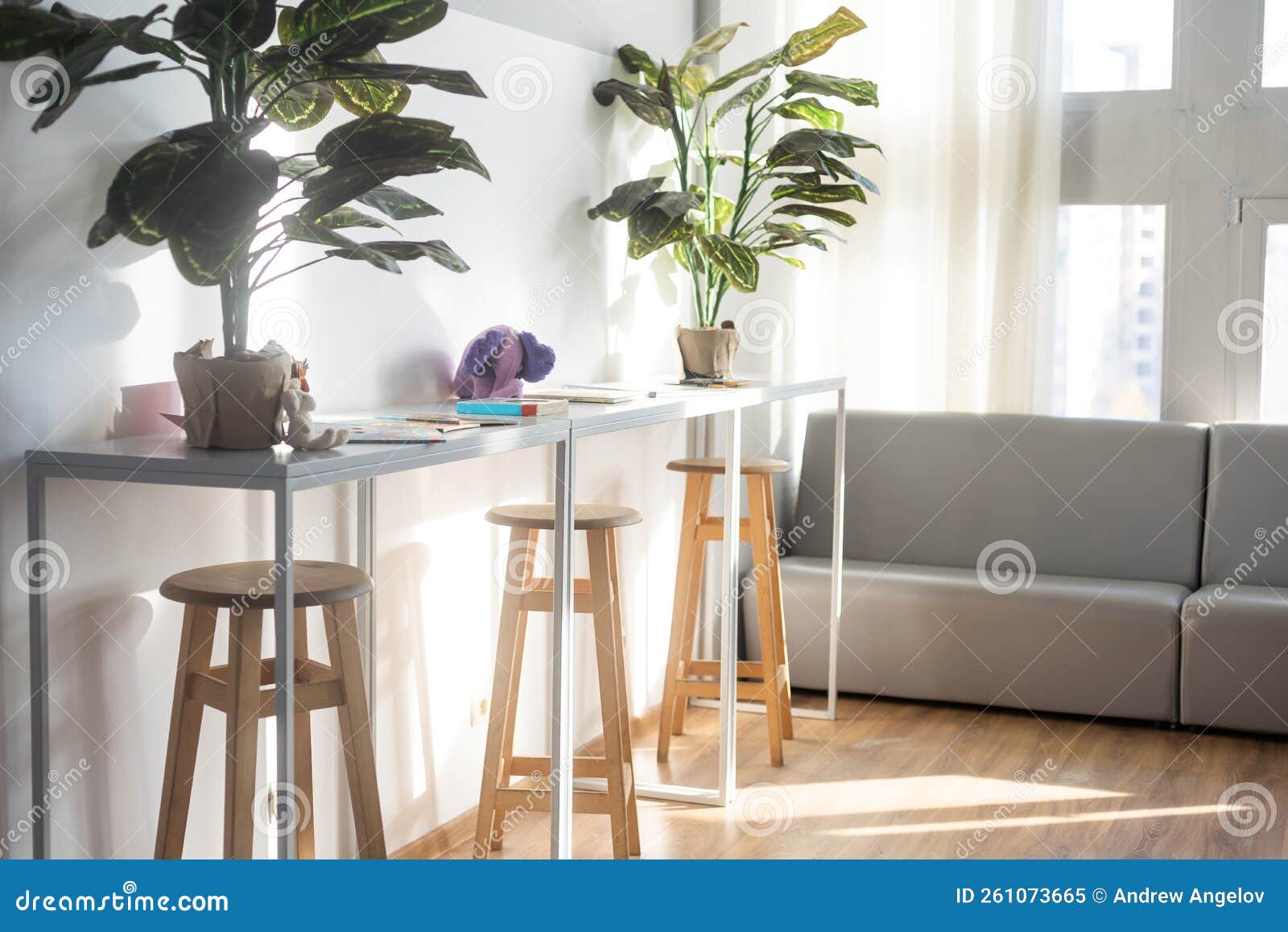 A Table and a Chair in the Library Stock Image Image of bookcase