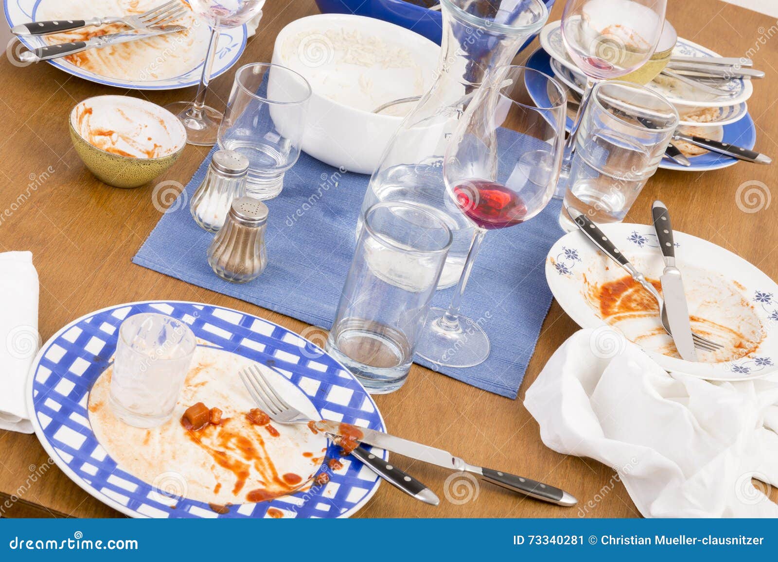 Table, chairs and dishes stock image. Image of deck, fork 73340281