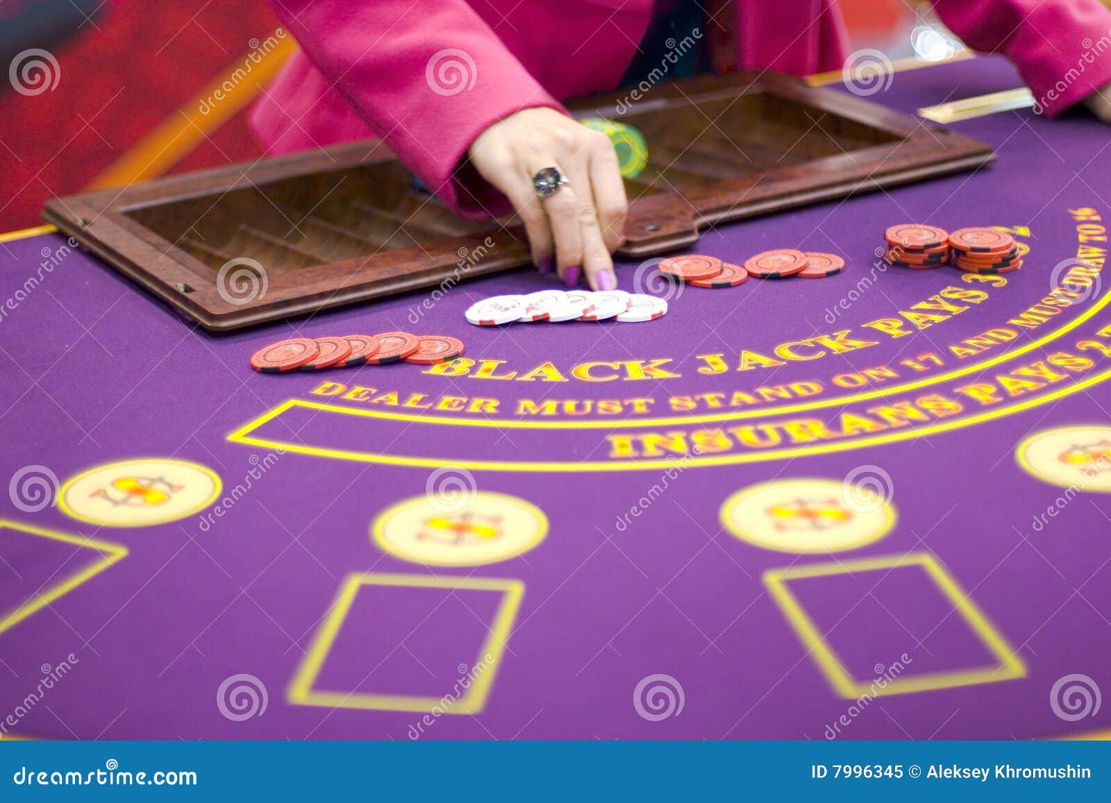 Table with chips in casino stock image. Image of chip 7996345