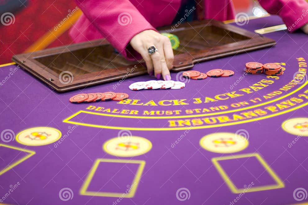 Table with chips in casino stock image. Image of chip 7996345