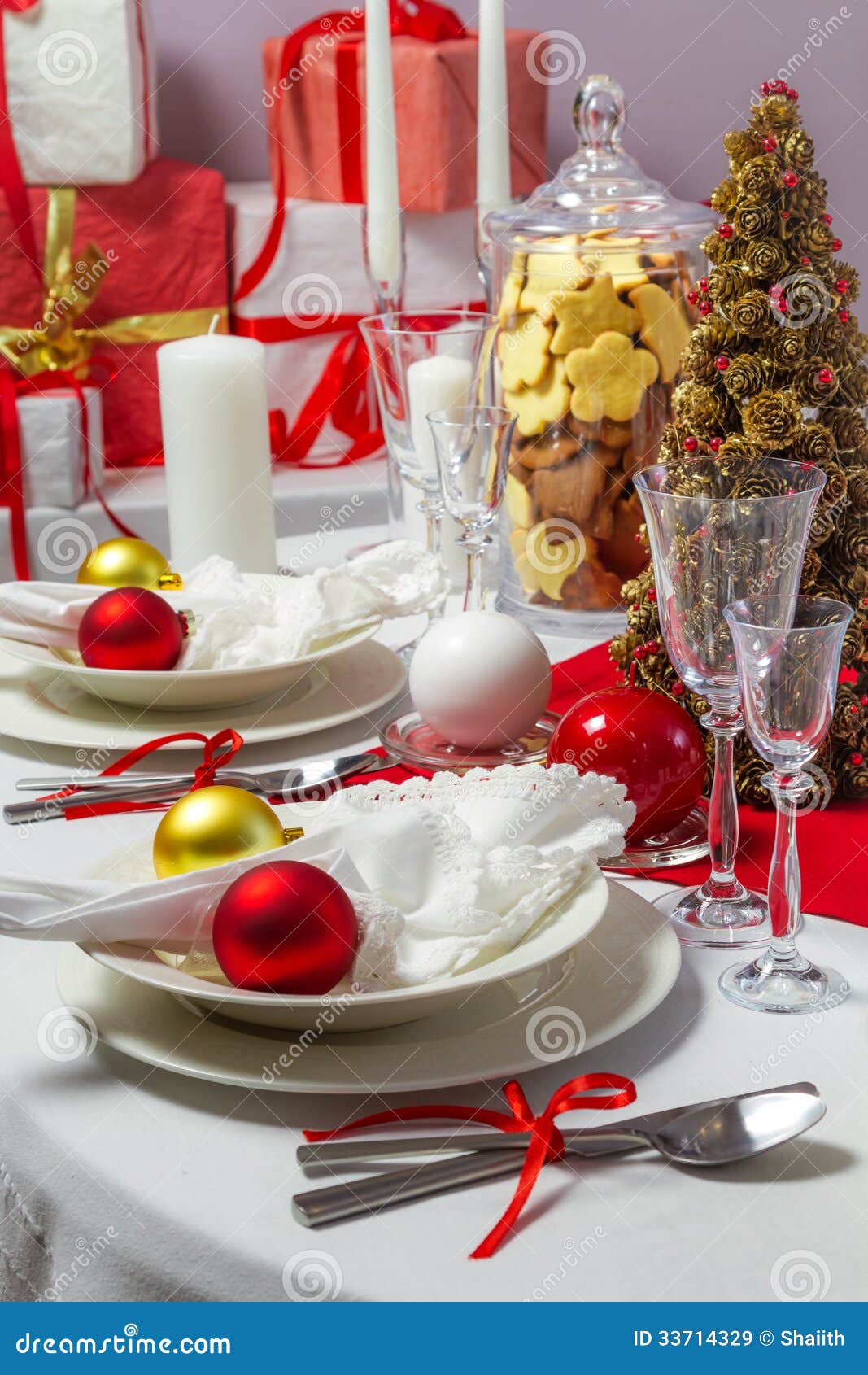 Table for Christmas Eve Dinner is Ready Stock Image - Image of romantic ...