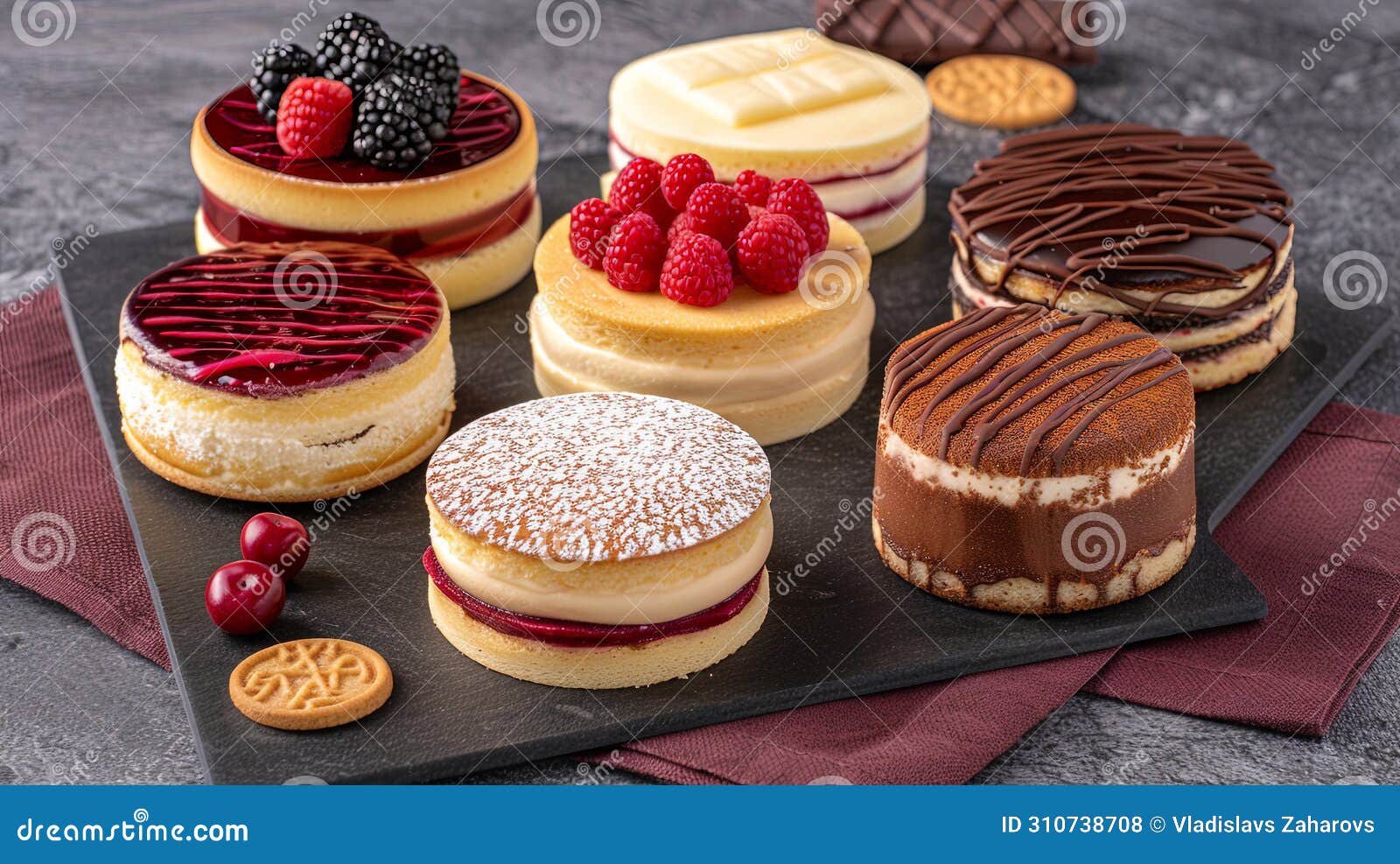 a table for desserts with numerous sweets: cakes, cakes, cookies and fruits prepared for a festiv