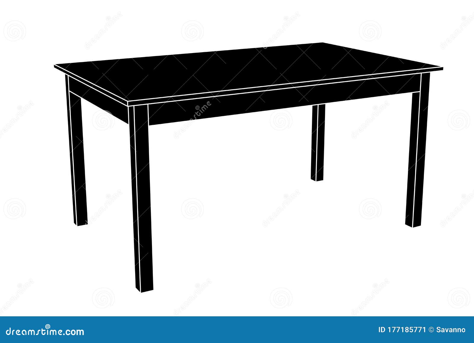 Table. Dessin Noir D'ensemble Illustration de Vecteur
