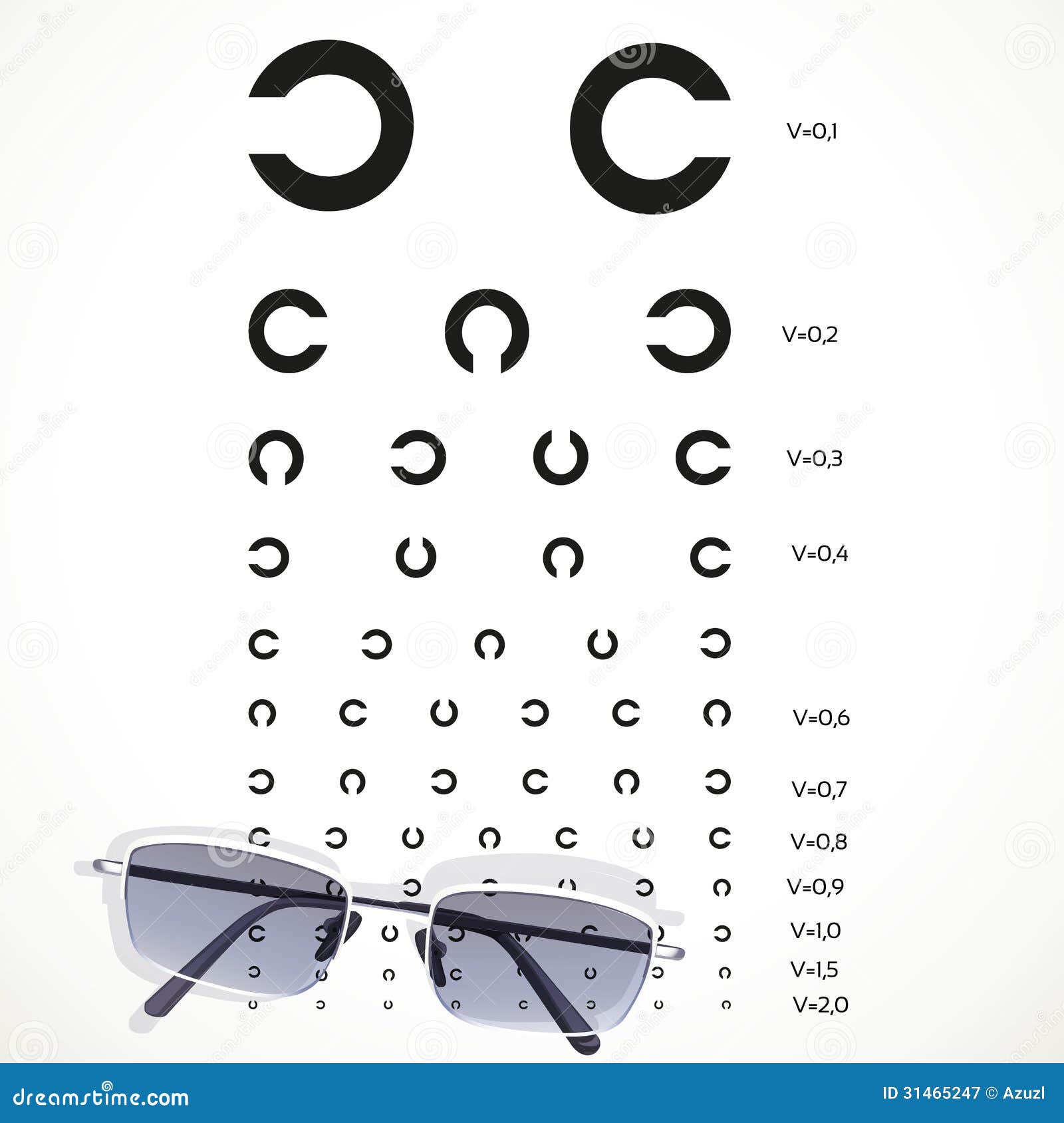 Table for Eye Tests with Glasses Stock Vector Illustration of