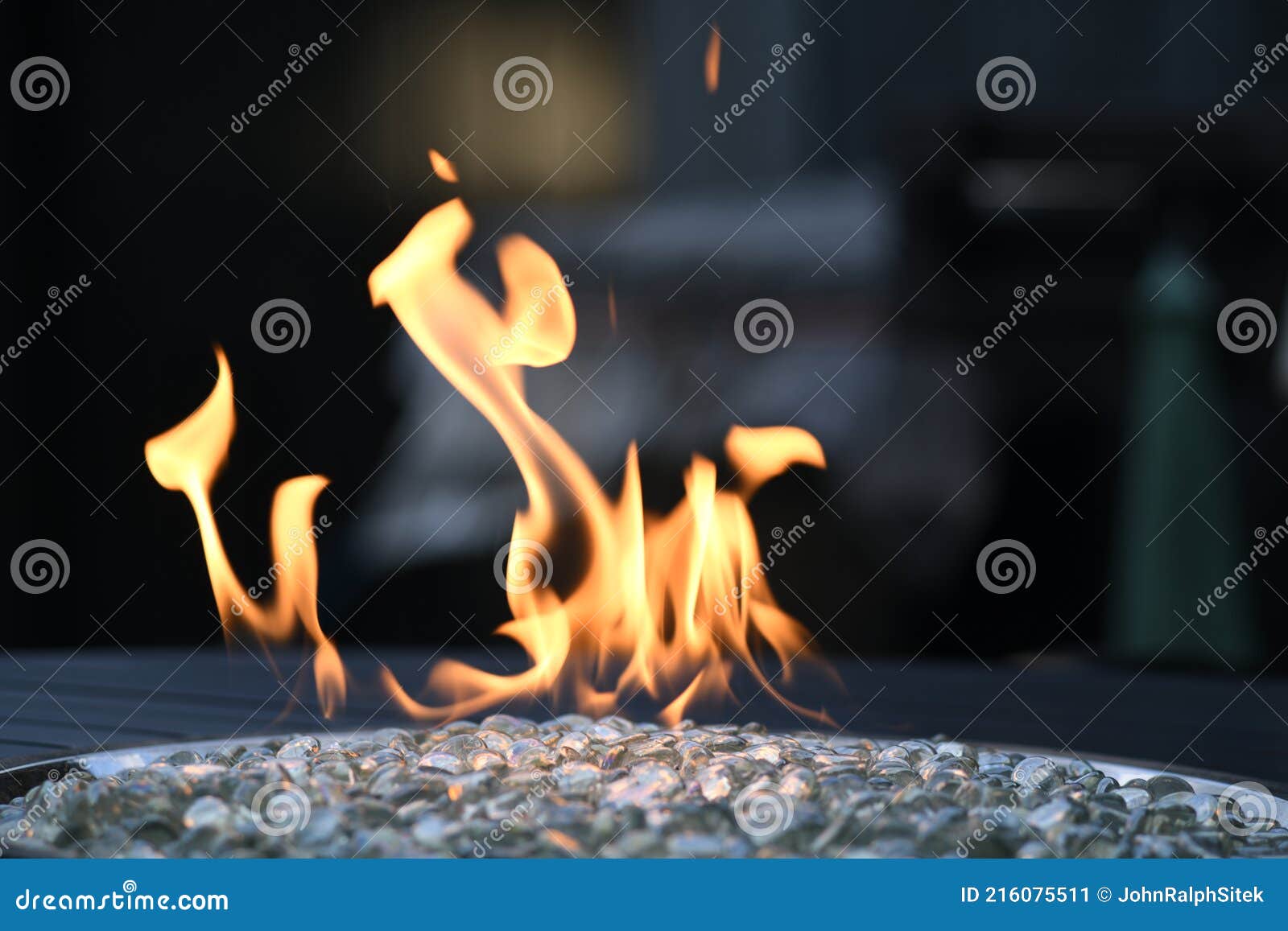 Table Fire on Glass Stones stock image. Image of bokeh 216075511