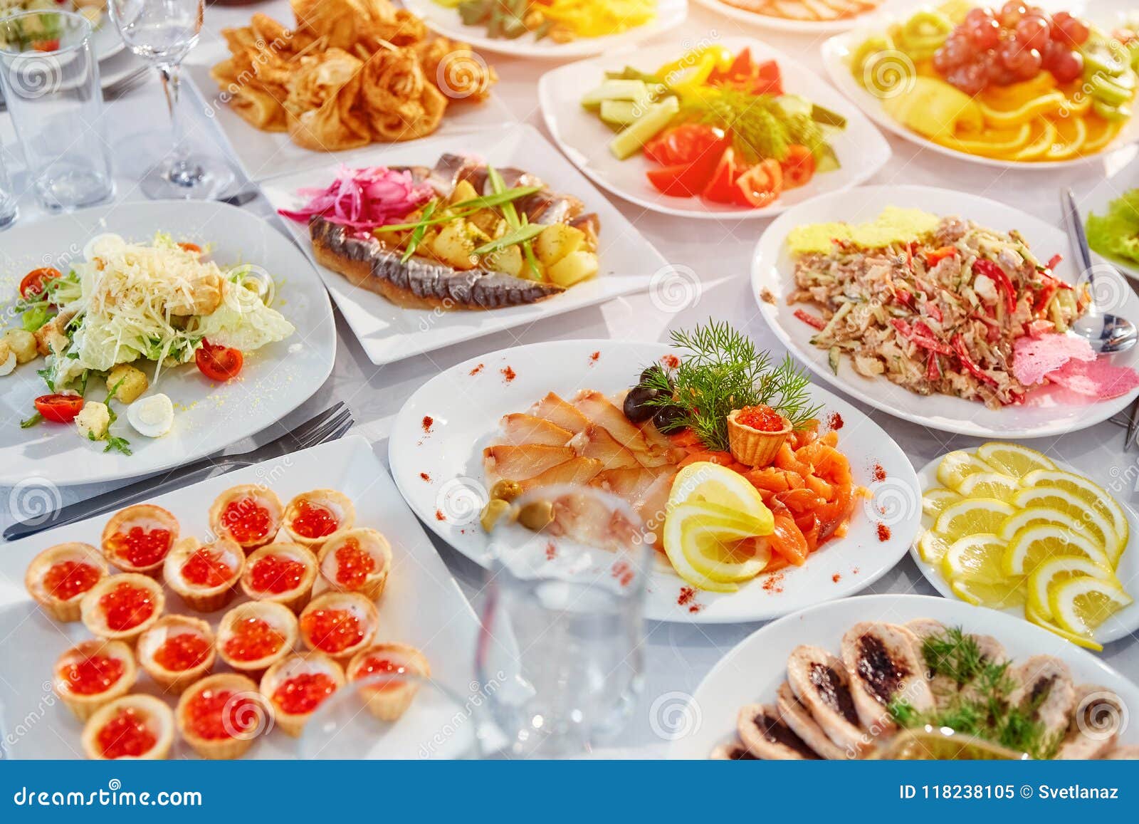 Table with Food and Drinks in a Restaurant Stock Image Image of