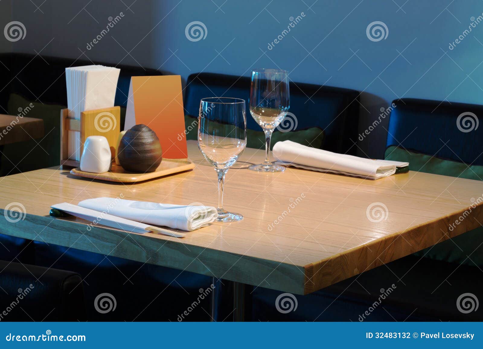 Table with Glasses in the Cozy Cafe Stock Photo Image of dining