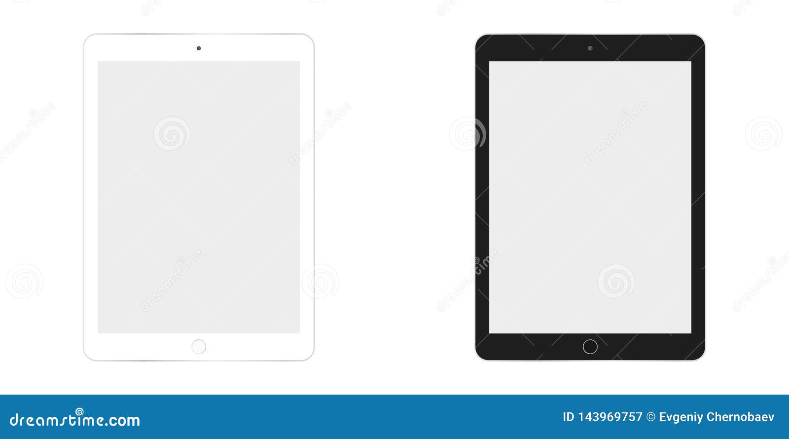 table ipad in white and black color  eps10. tablet flat style. two  tablet white and black set.