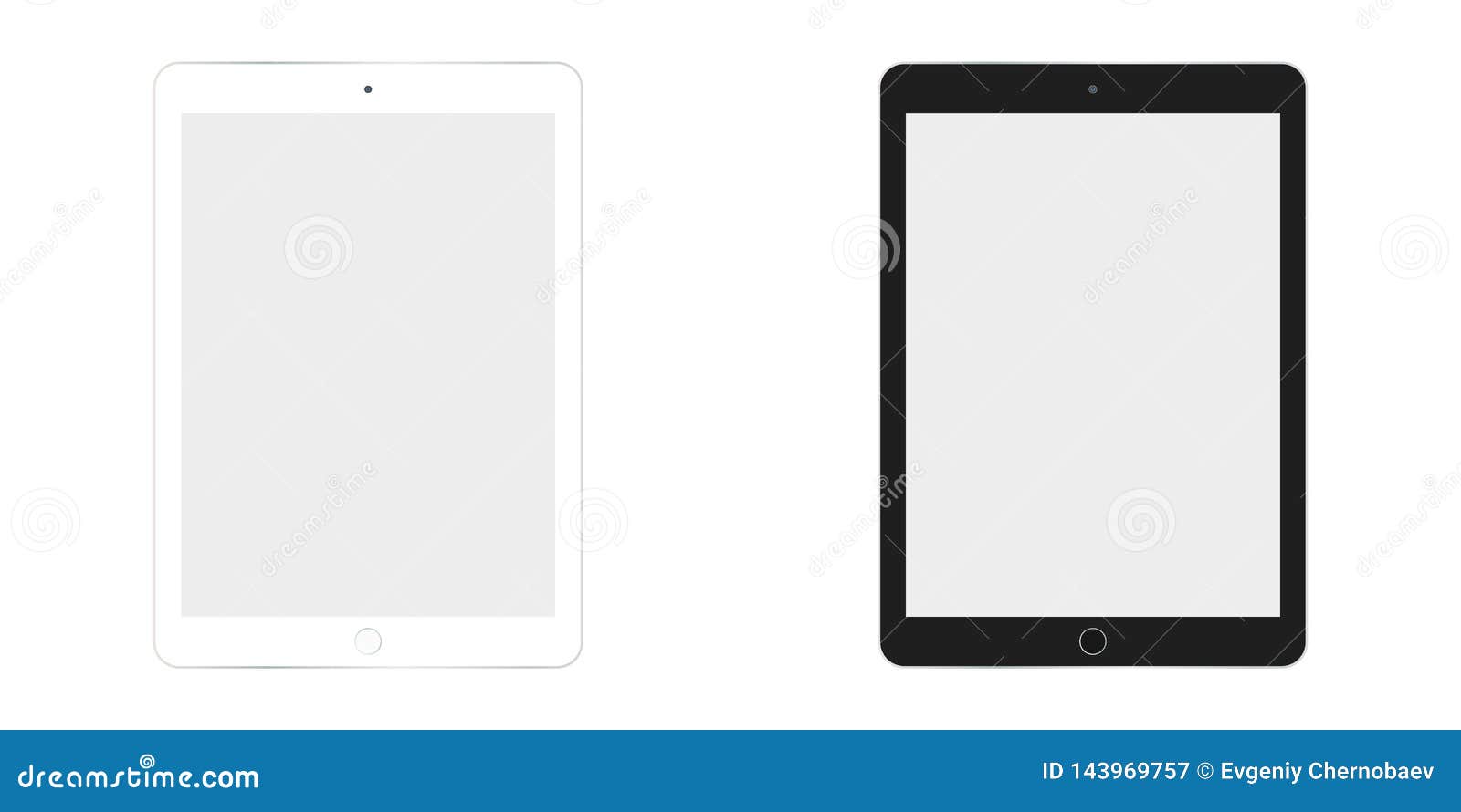 Table Ipad in White and Black Color Vector Eps10. Tablet Flat Style