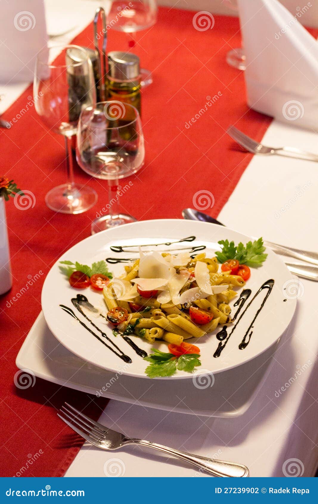 Table with Italian Pasta in Restaurant Stock Photo Image of hanaiexcl