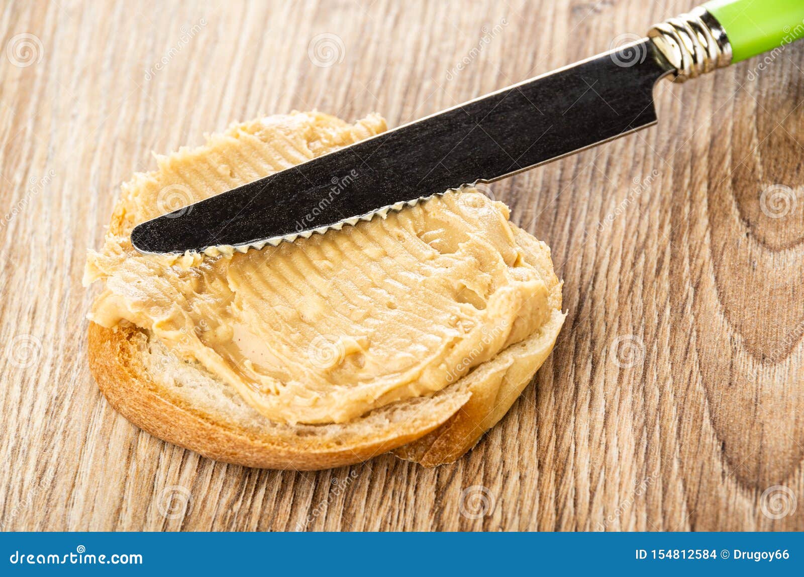 Knife on Sandwich with Peanut Butter on Table Stock Photo Image of