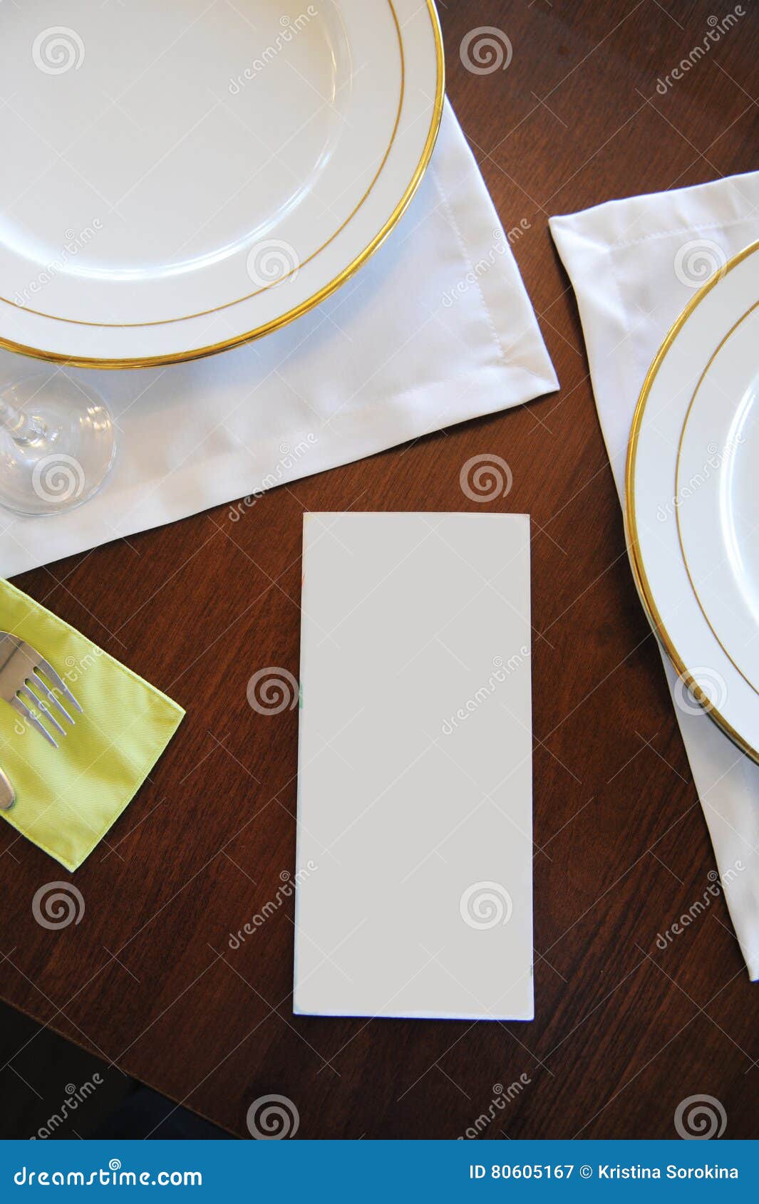 Table Layout in a Restaurant with White Blank Sheet for Text Stock ...