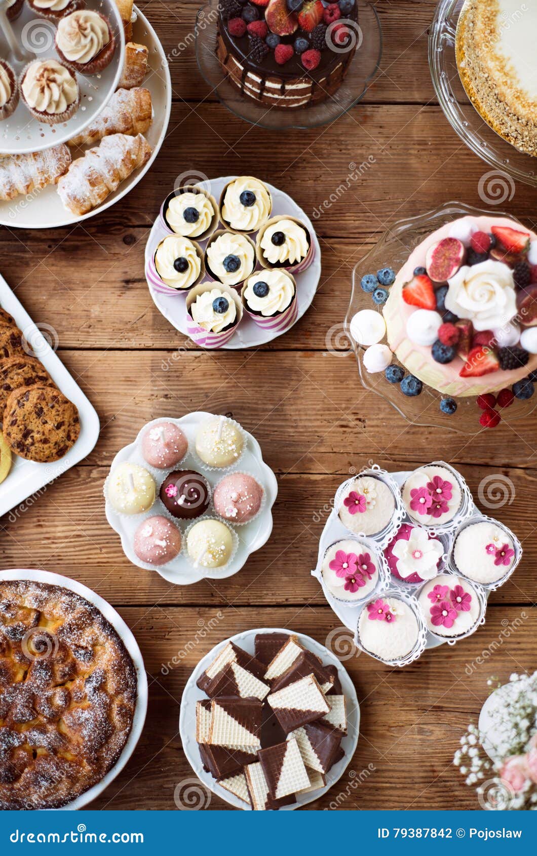 Table with Loads of Cakes, Cupcakes, Cookies and Cakepops. Stock Photo ...