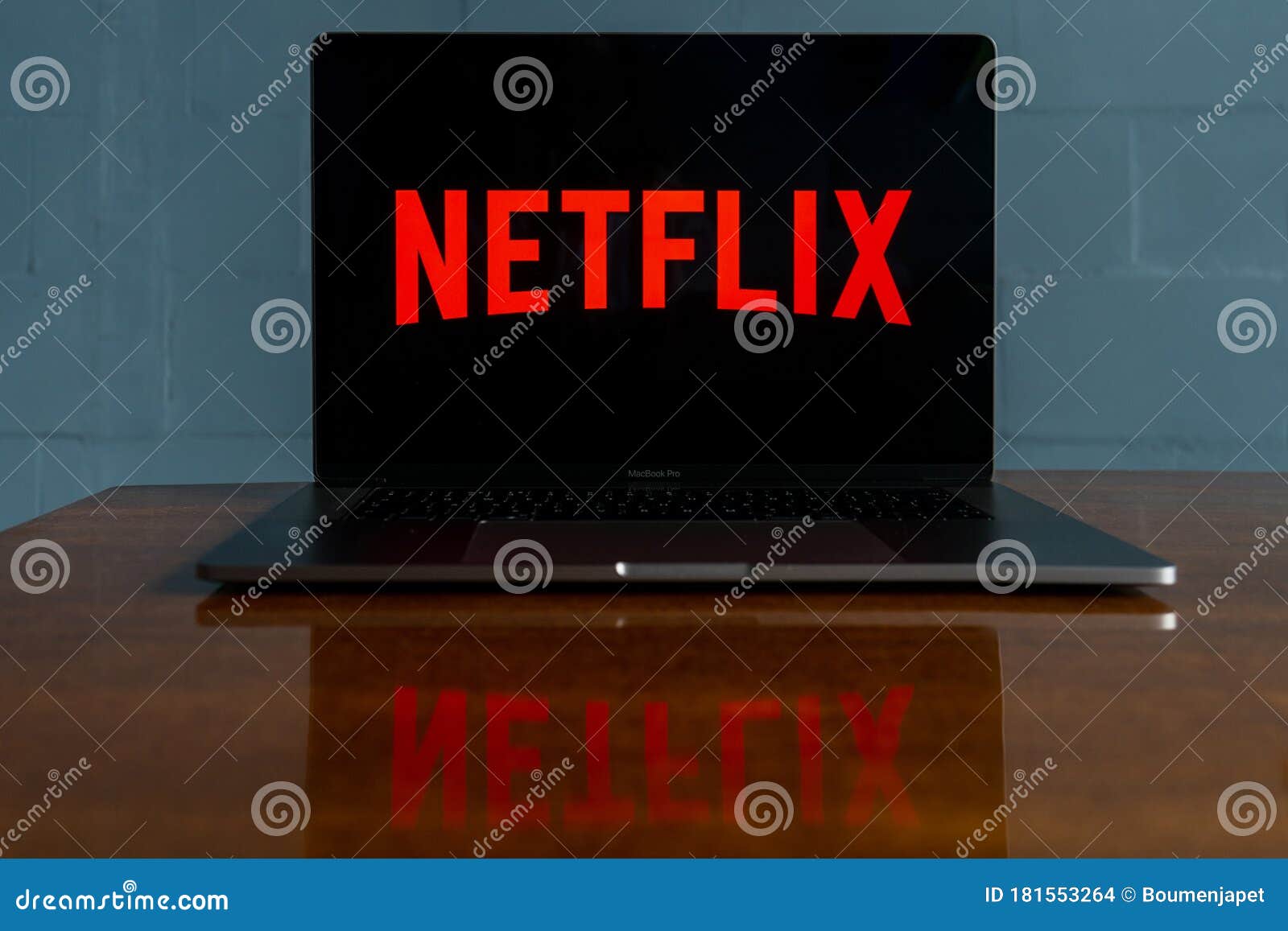 Netflix logo on computer monitor, Netflix-Logo auf Computermonitor