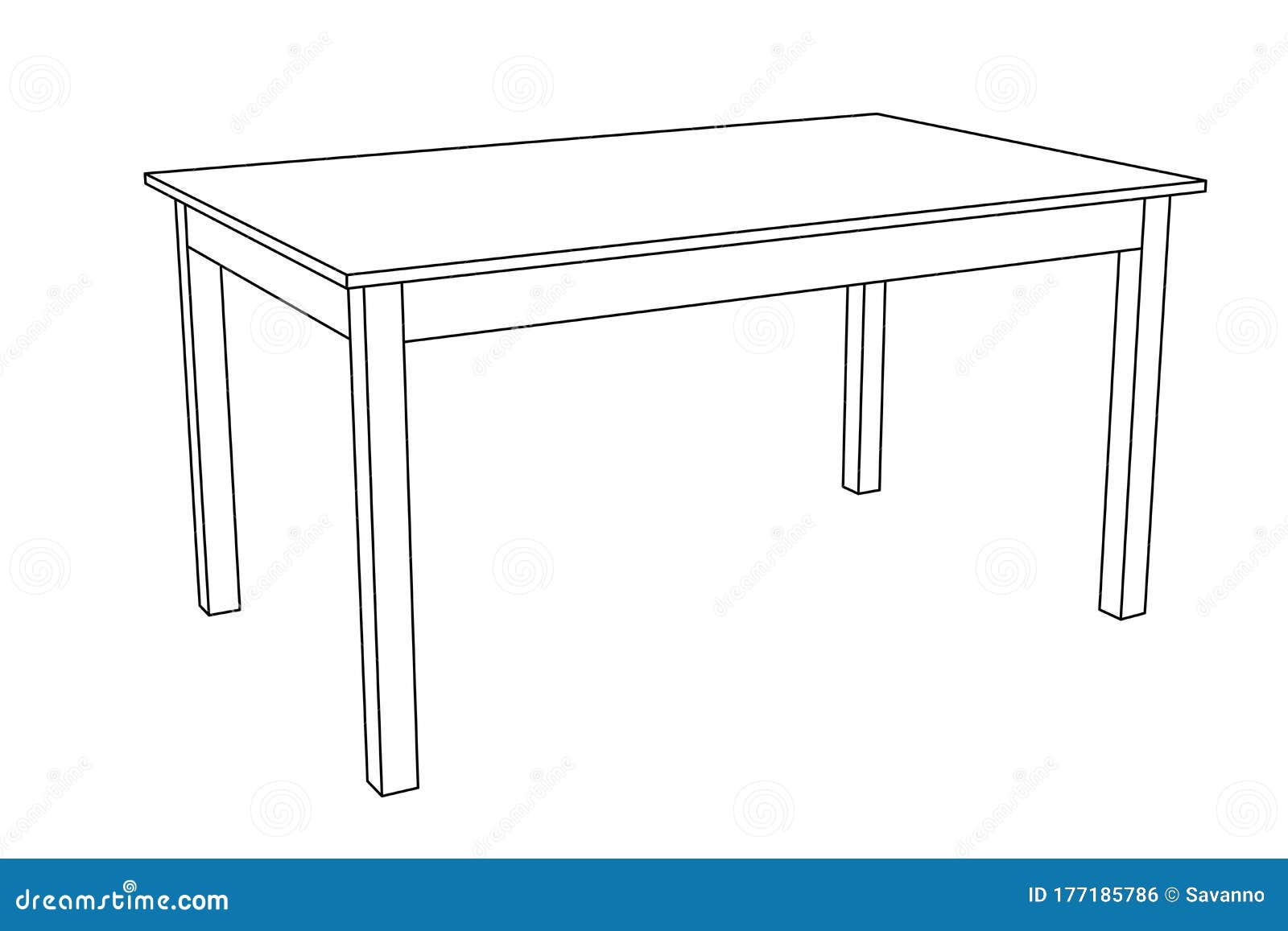 Table. Outline drawing stock vector. Illustration of furniture - 177185786