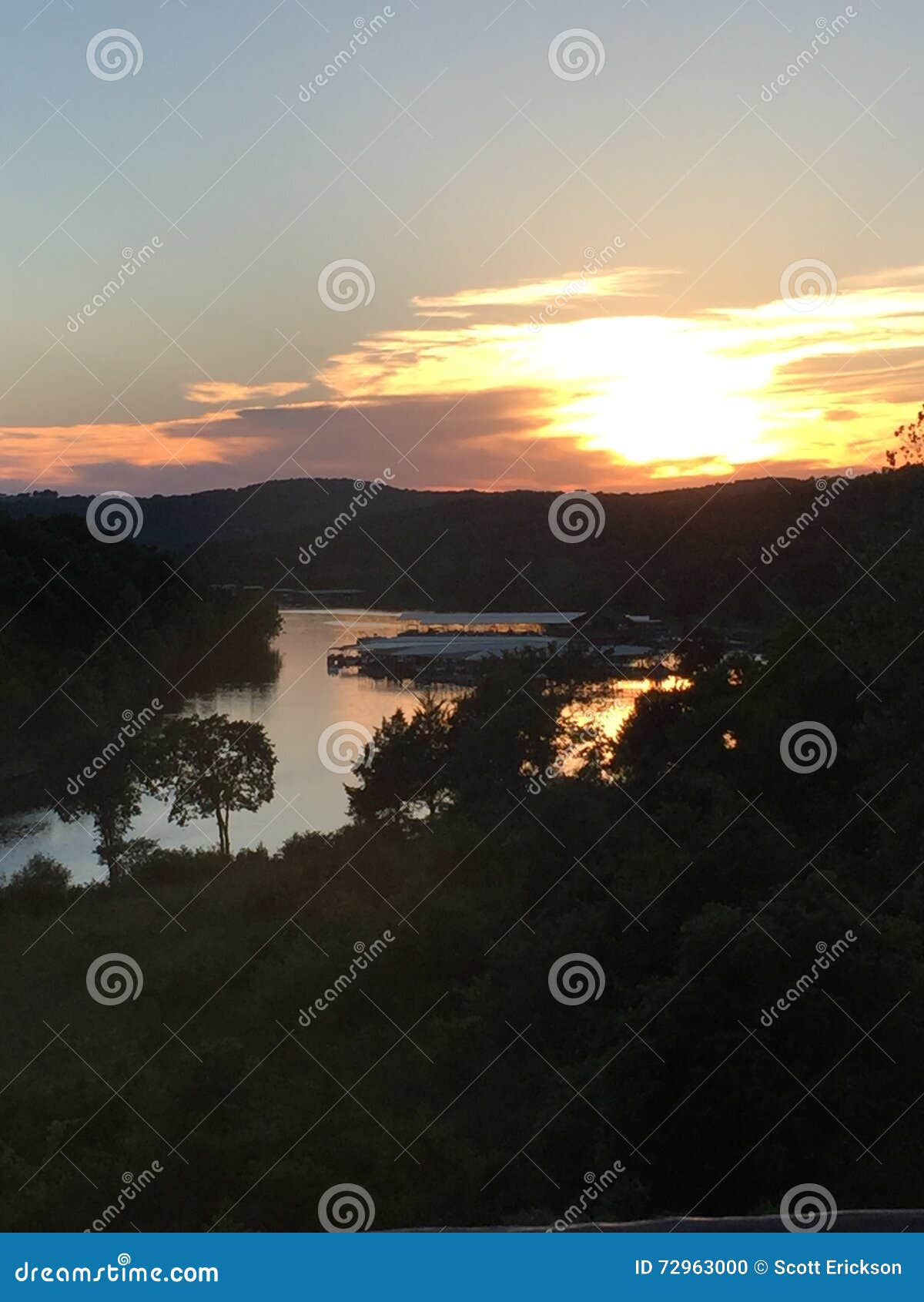 Table Rock Lake Sunset Over the Bent Hook Marina at Big Cedar Lodge