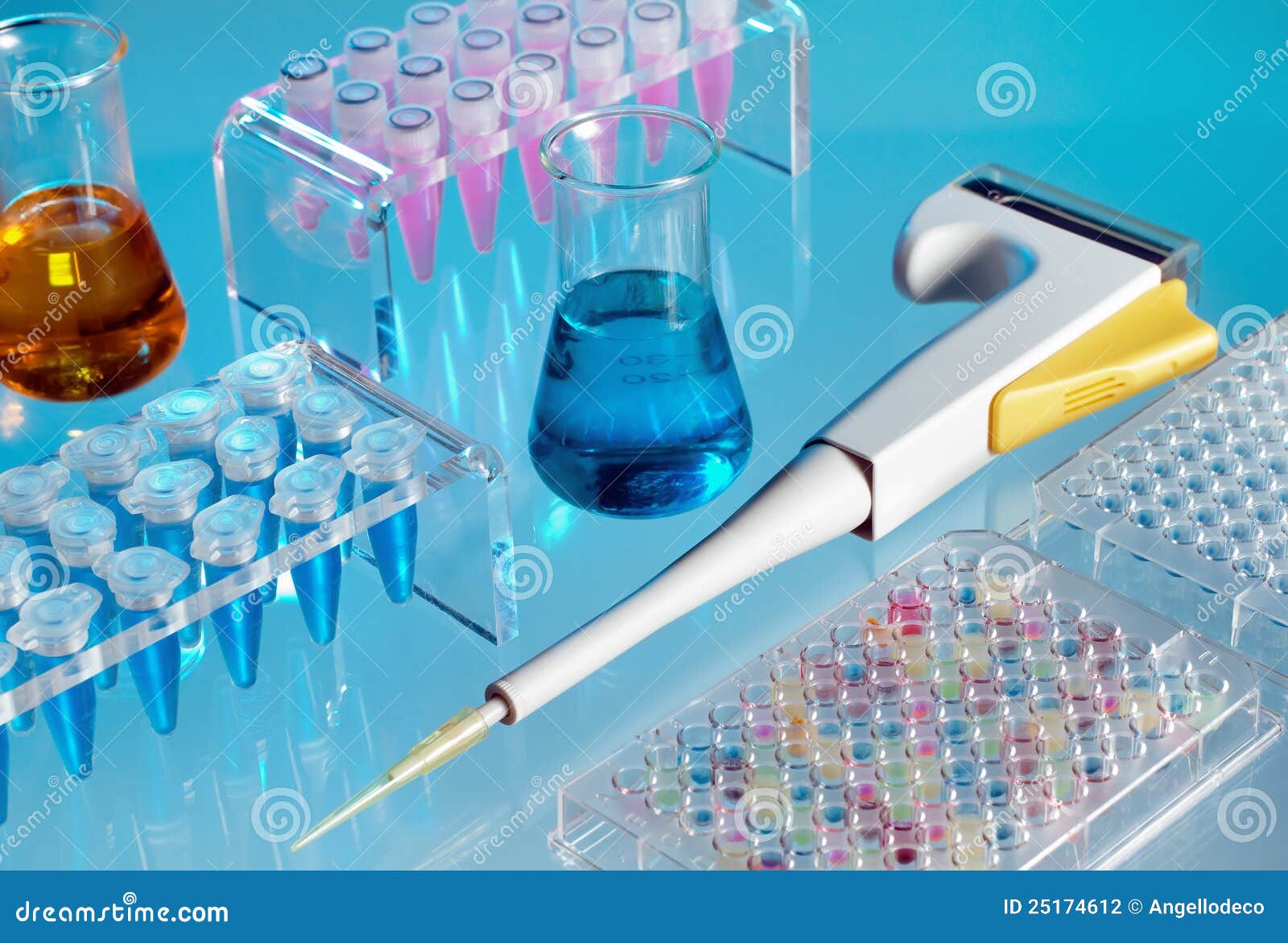 Table of a Scientific Laboratory Stock Photo Image of blue