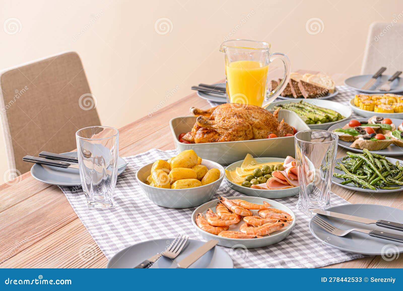 Table Set for Big Family Dinner Stock Image Image of dish, drink