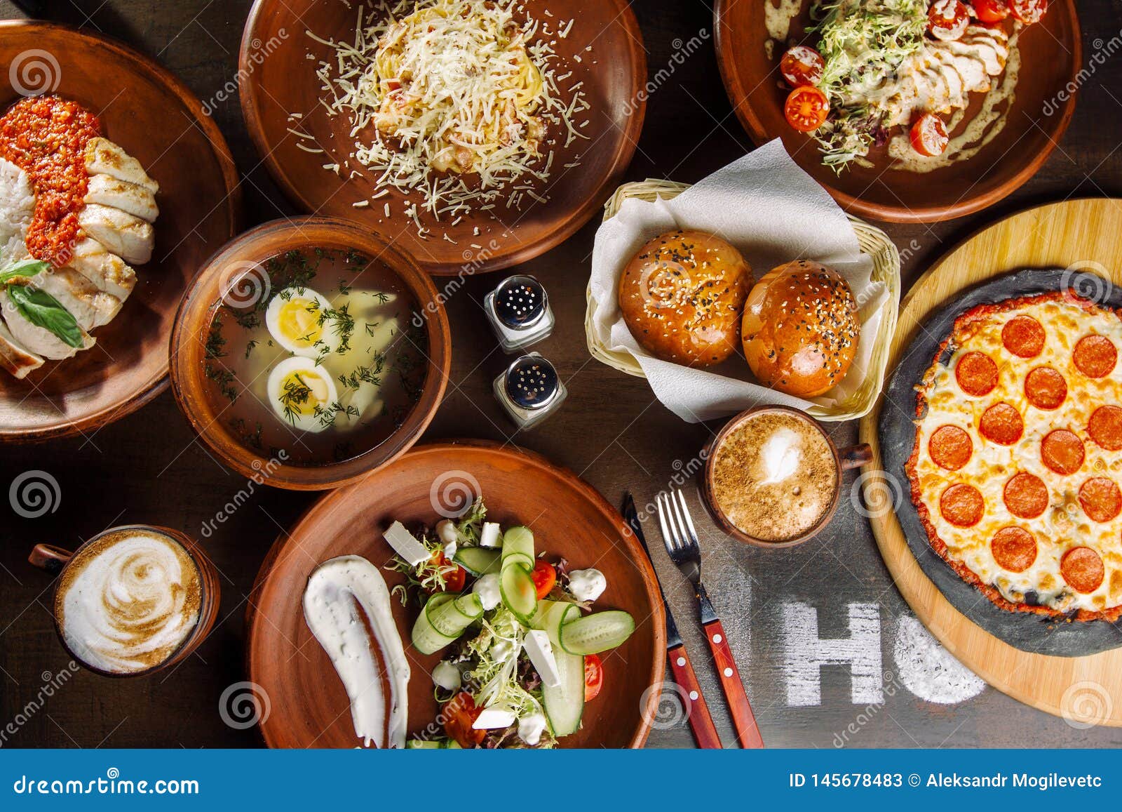 The Table is Set for a Four Course Meal-3. Stock Image - Image of