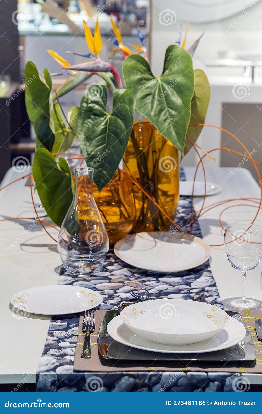 Table Set in a Modern Setting Stock Photo - Image of dining, home ...