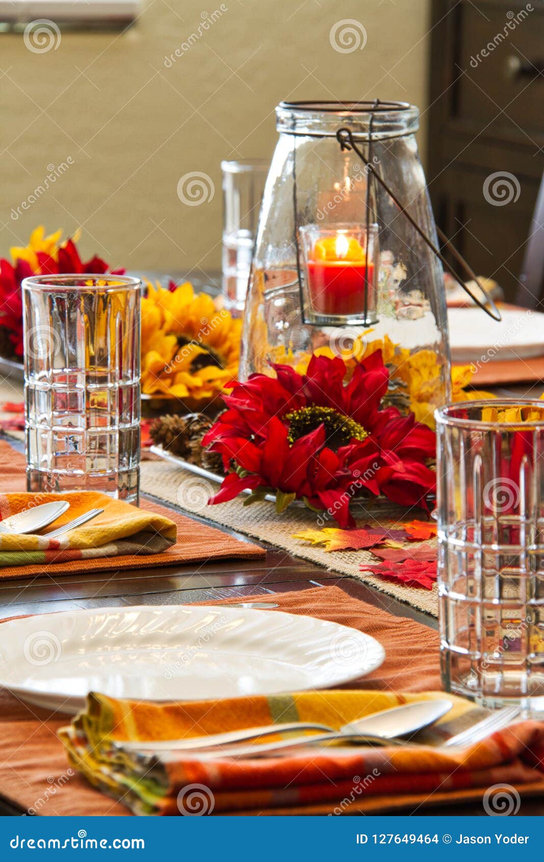 A Table Set for Thanksgiving Stock Photo - Image of piece, home: 127649464