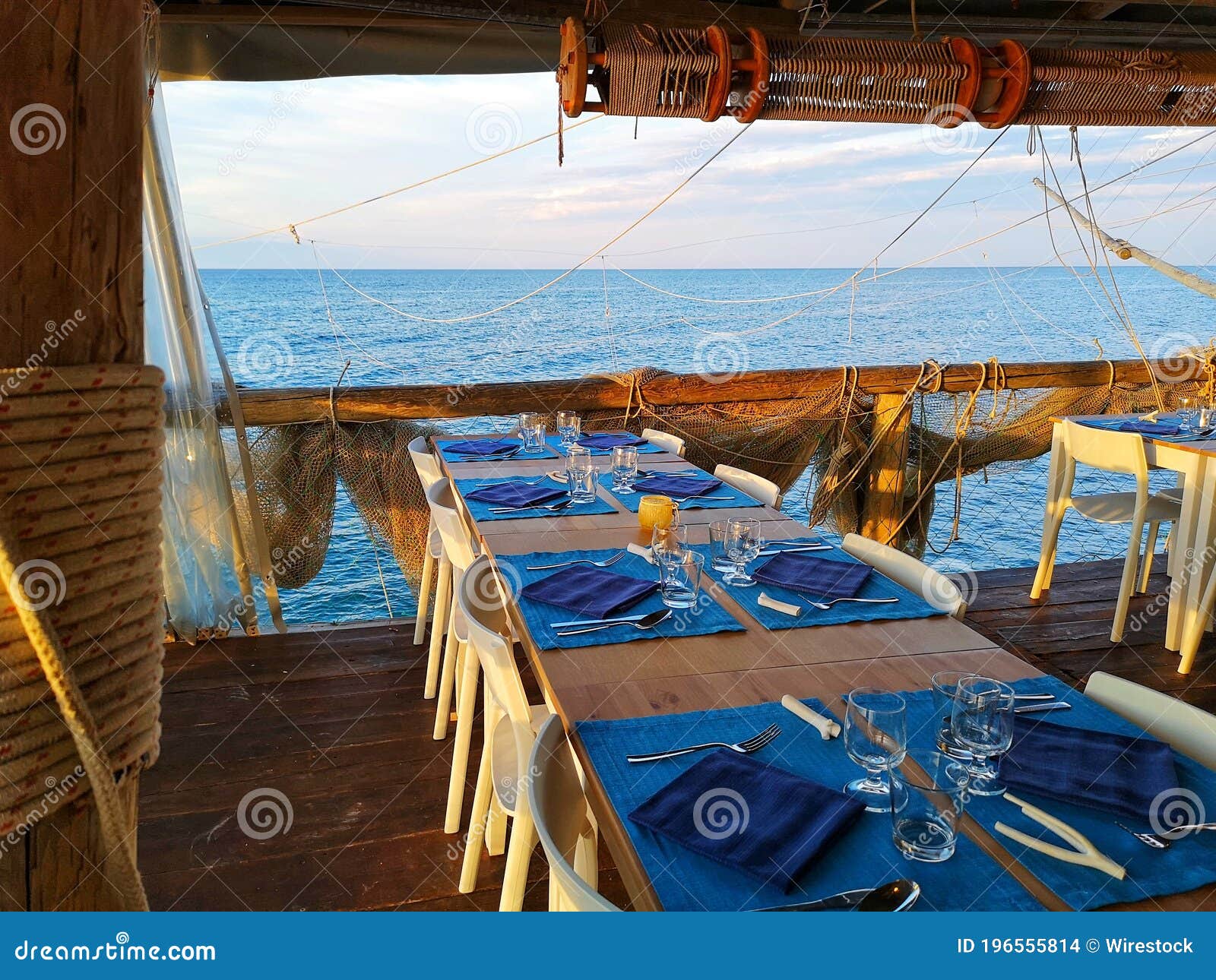 table set on the trabocco in abruzzo